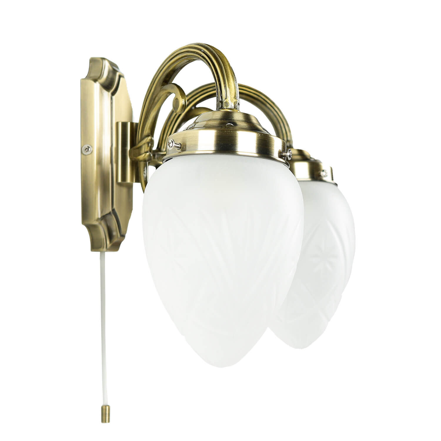 Längliche Wandleuchte mit Glasschirm Bronze farben Leuchte, Lampe