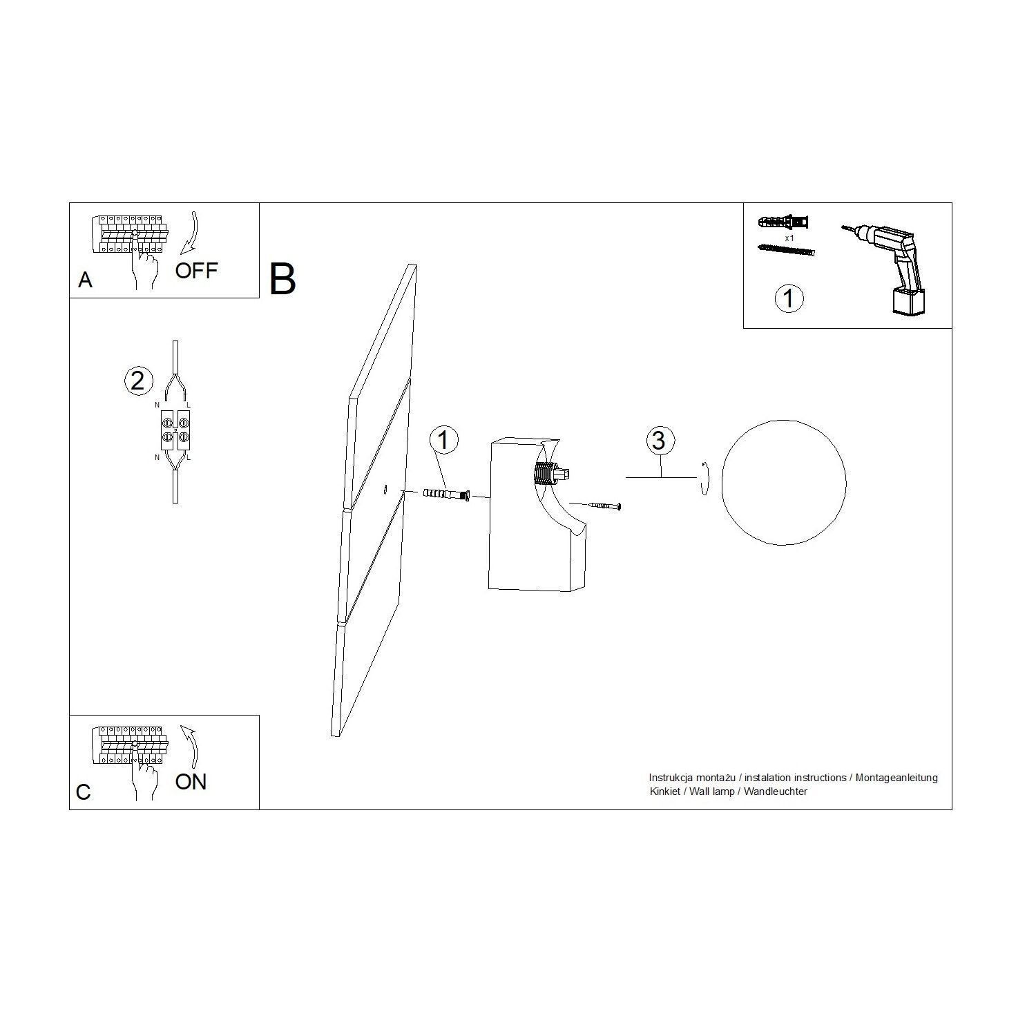 Wandleuchte Holz Glas Kugel Weiß G9 H:16 cm blendarm apparat, montage, schraube, blech, kabel