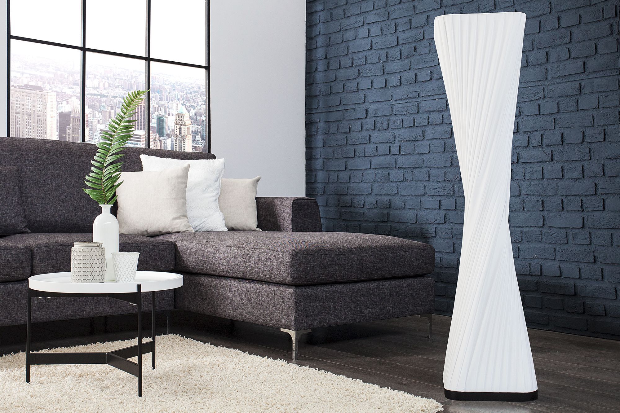 Extravagante Standleuchte Retro 120cm weiß