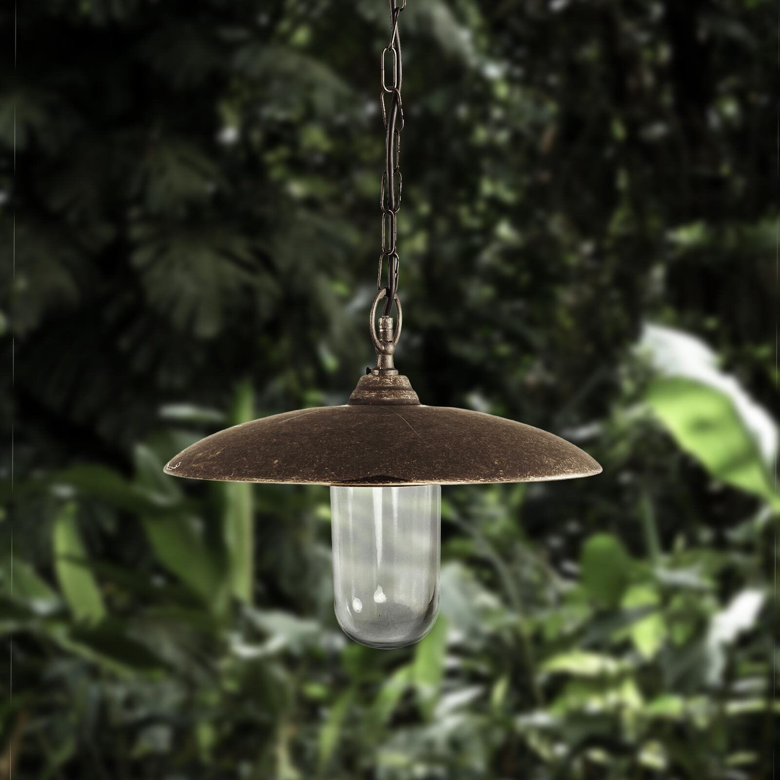 Außenlampe hängend IP44 E27 Ø 30,5 cm Echt-Messing