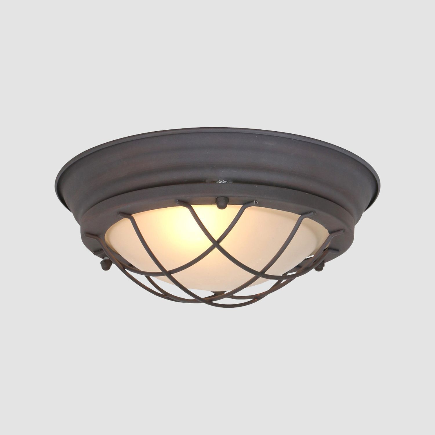 Industrie Deckenlampe Metall Glas Braun Weiß Ø29 cm E27