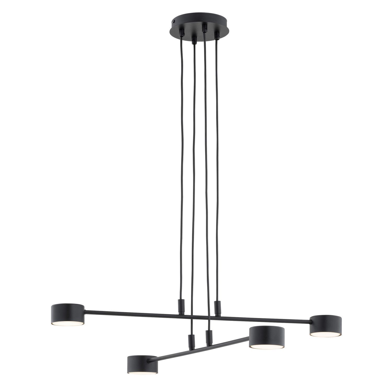 Hängelampe Metall B: 70 cm verstellbar Schwarz GX53 4-flammig