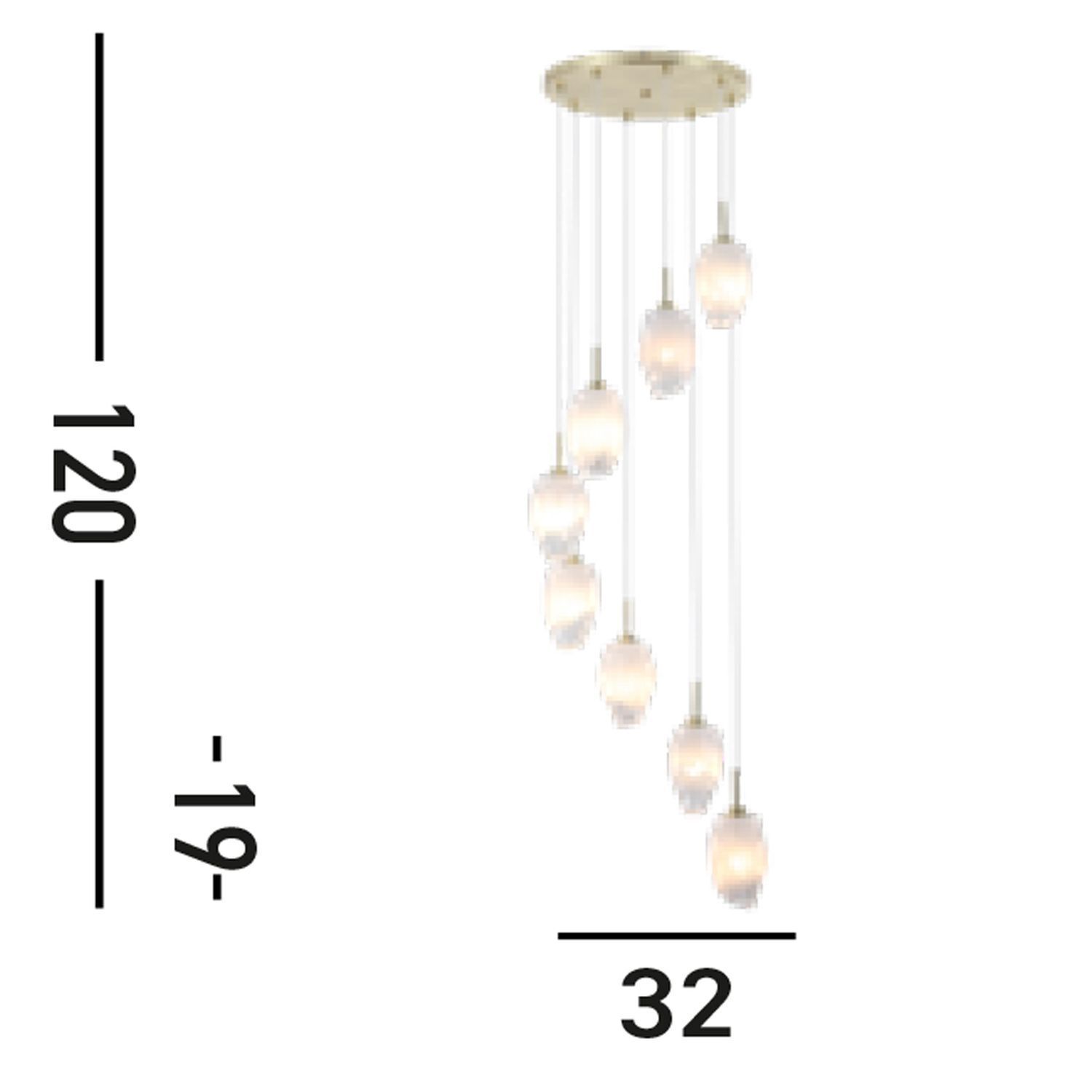 Runde Hängelampe Glas Metall 8-flammig in Messing Weiß Kronleuchter, Pendelleuchte, Glaskugeln, hängende Beleuchtung, LED-Lampe