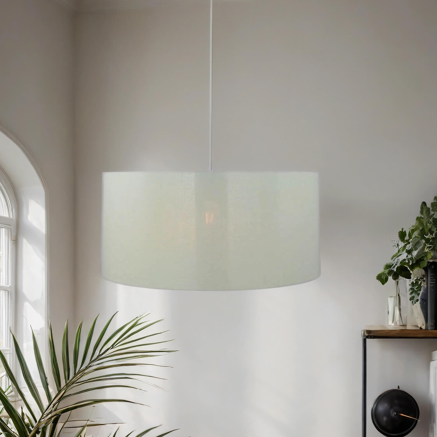 Hängeleuchte Schirm Creme Gold Retro rund Esstisch Lampe