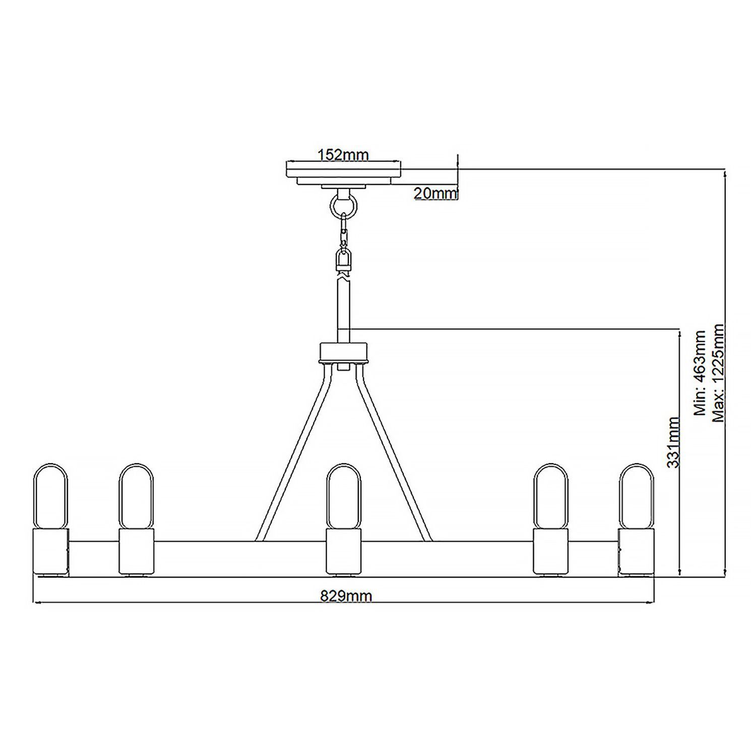 Kronleuchter Metall E27 D: 82,9 cm H: max. 122,5 cm
