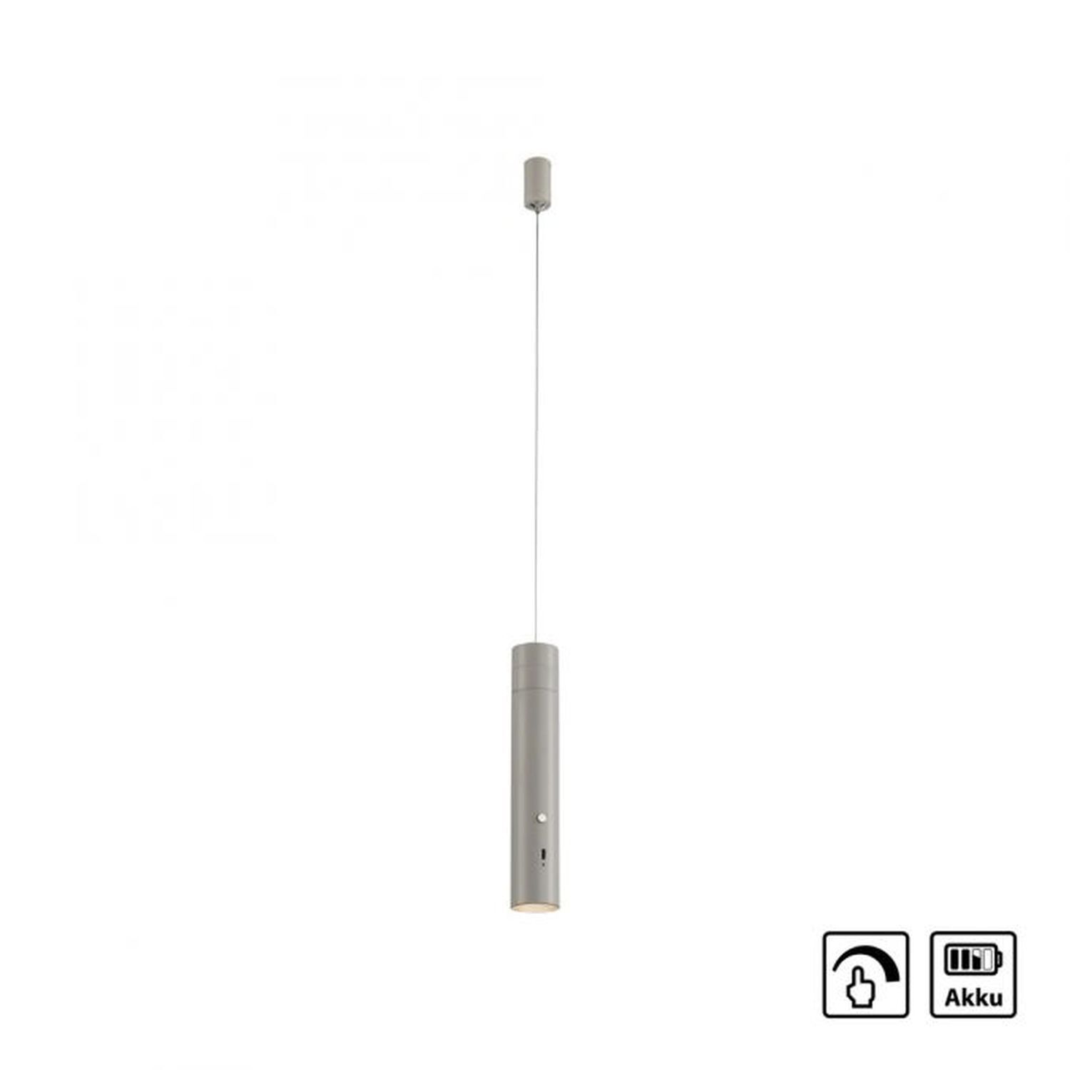 LED Akku Hängelampe Greige Metall Touch Dimmen 3000 K