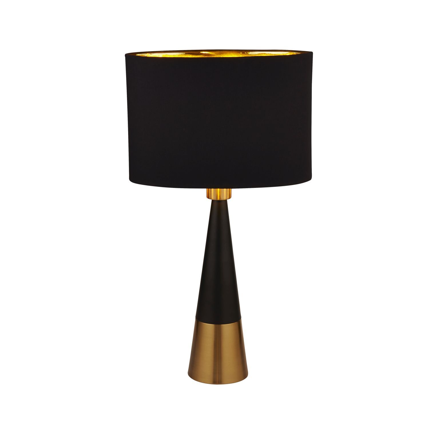Tischleuchte E27 58,5 cm hoch in Schwarz Gold Kupfer