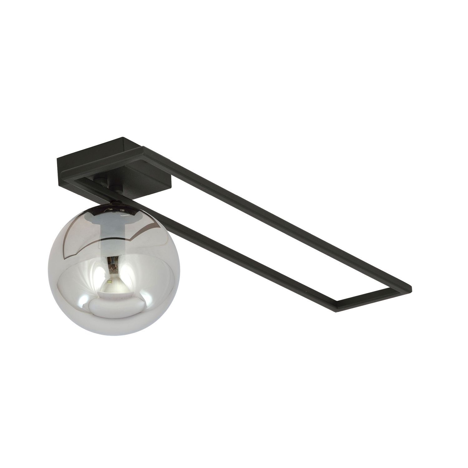 Deckenleuchte Rauchglas Metall 50 cm lang Kugelschirm E14