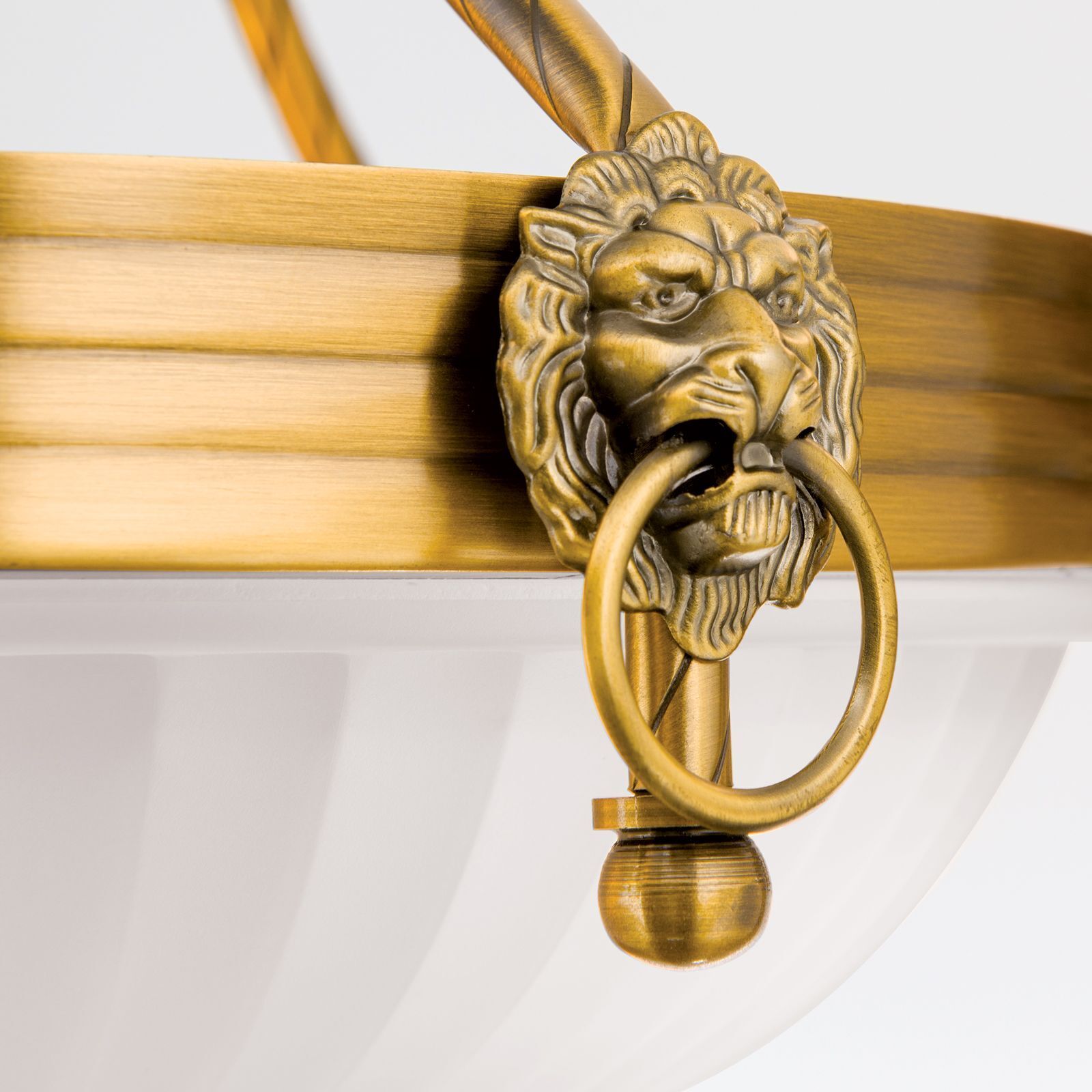 Löwenkopf, Türklinkenring, Messing-Finish, Wandlampenfassung, Dekoratives Beschläge