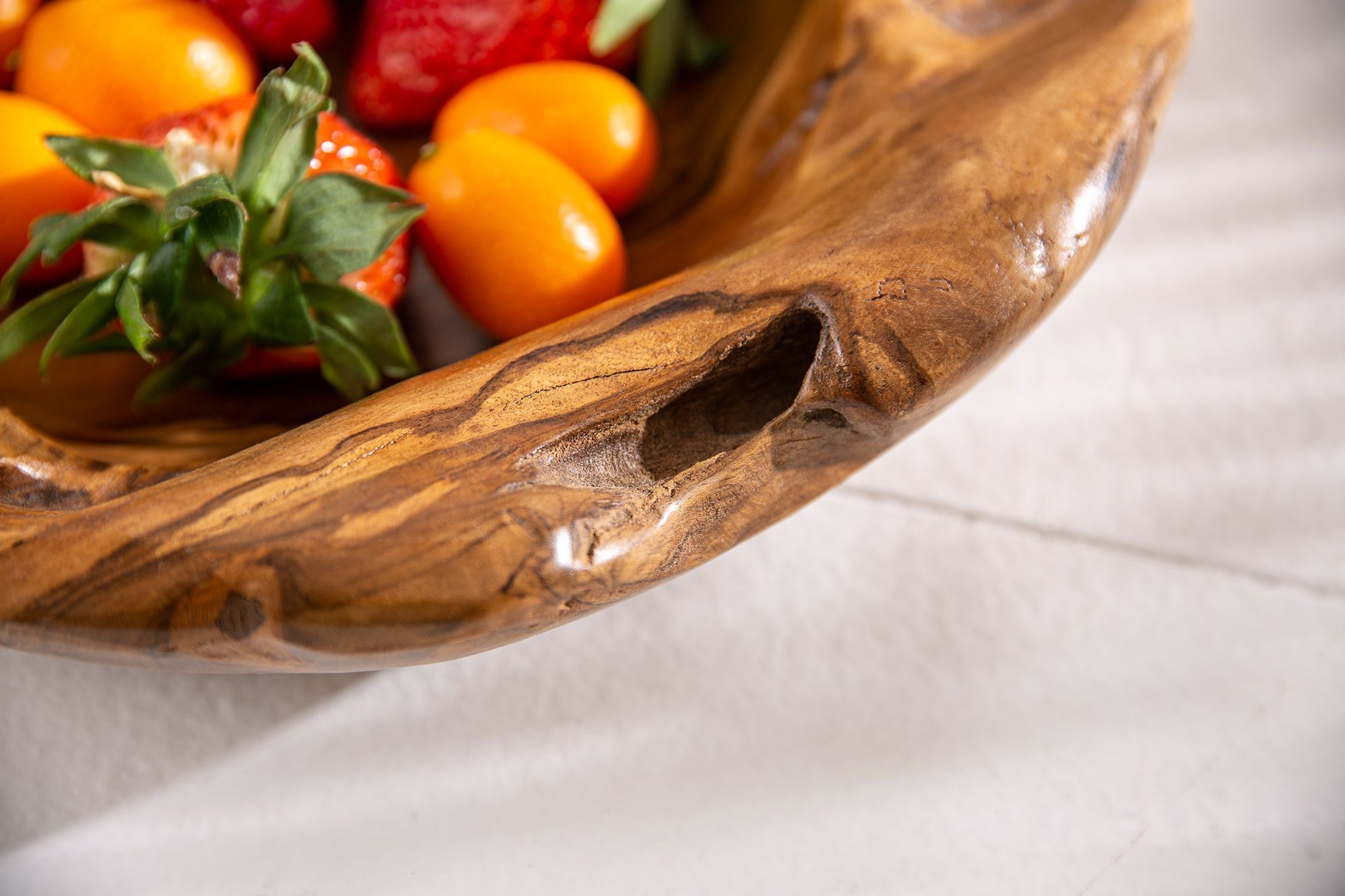 Dekoschale Teak Holz Unikat Handarbeit B: 30 cm Präsentation des Essens, Holz, Zitrusfrüchte, Orange, Blatt