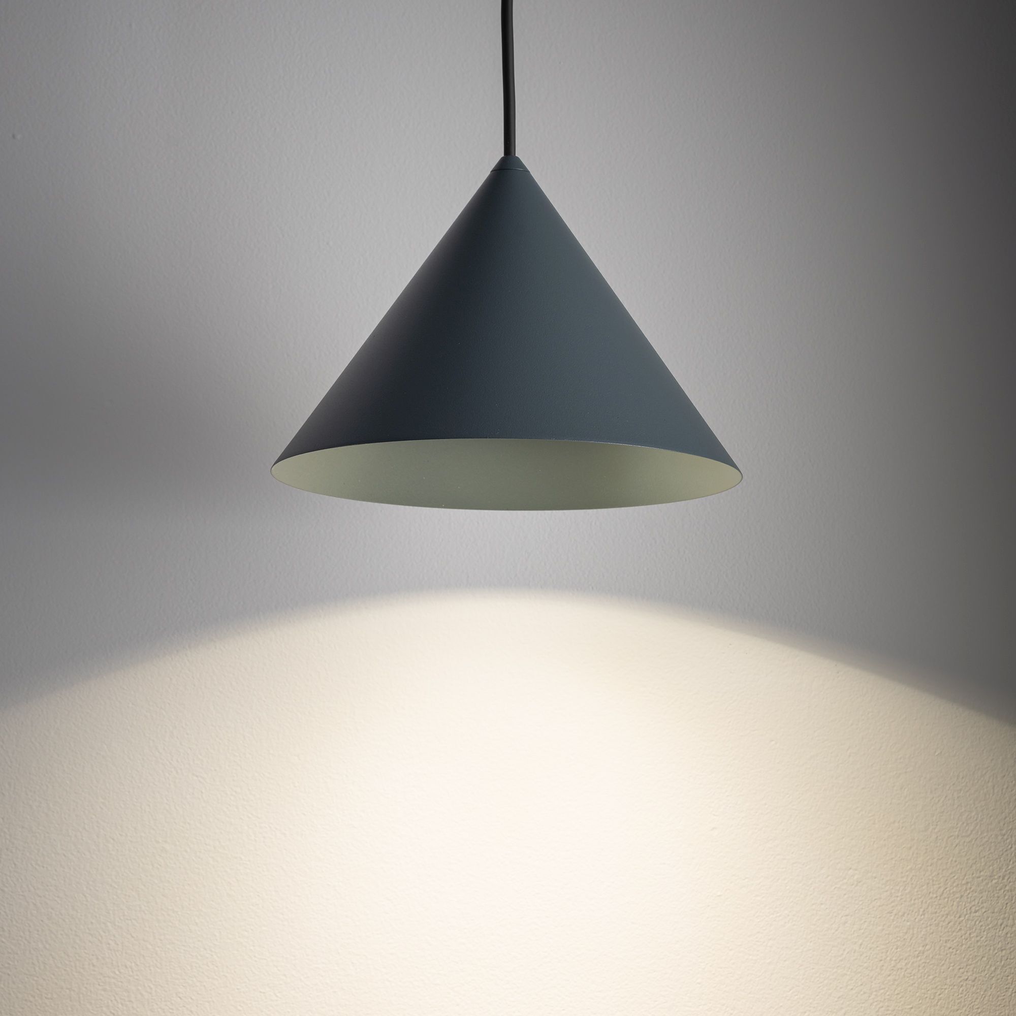 pendant-Lampe, Kegel-Lampenschirm, Deckenleuchte, grau-blau, Spotlight
