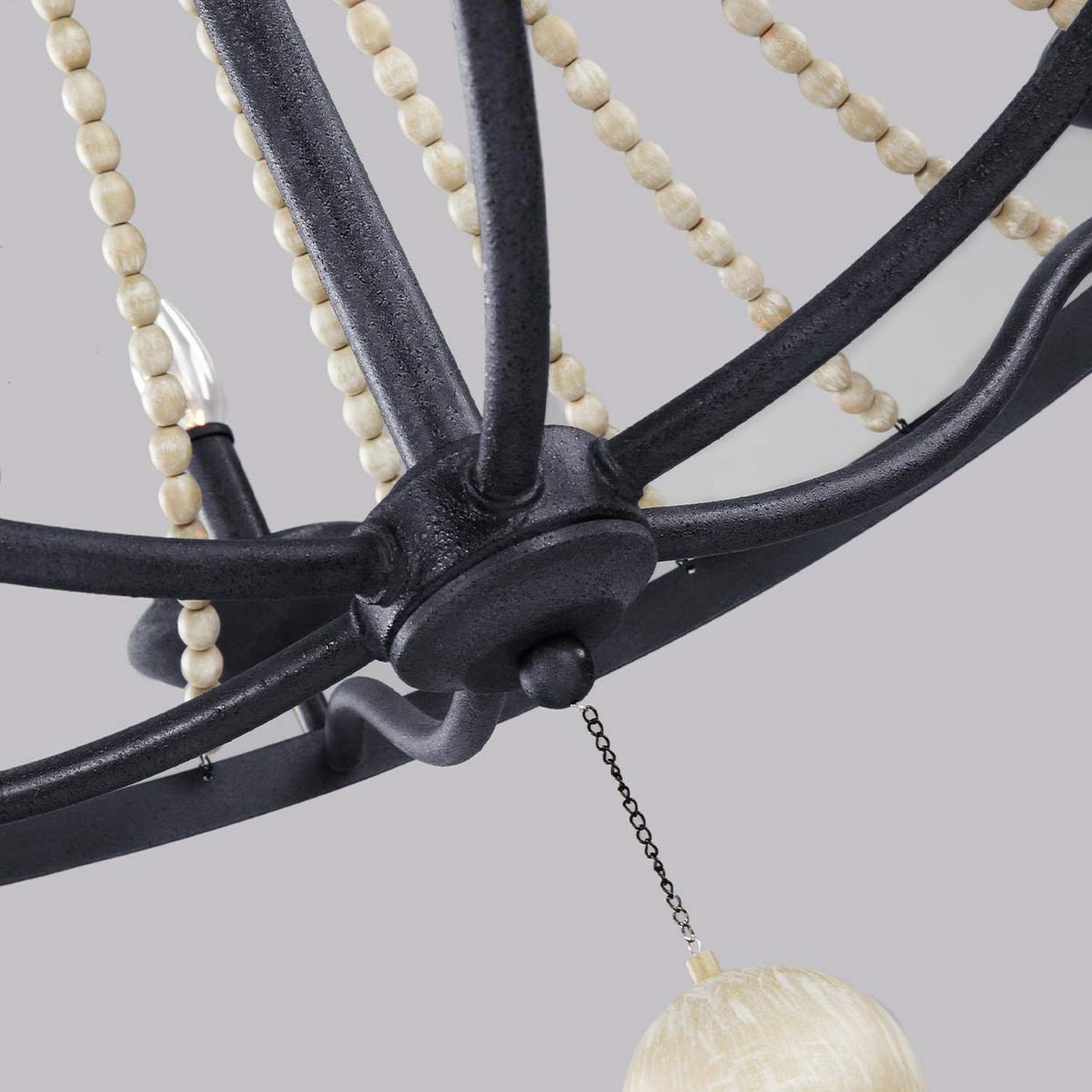 Kronleuchter groß Ø 82,3 cm Rustikal Metall Holz Grau antik Leuchter, Lampe, Zubehör, Schmuck, Halskette