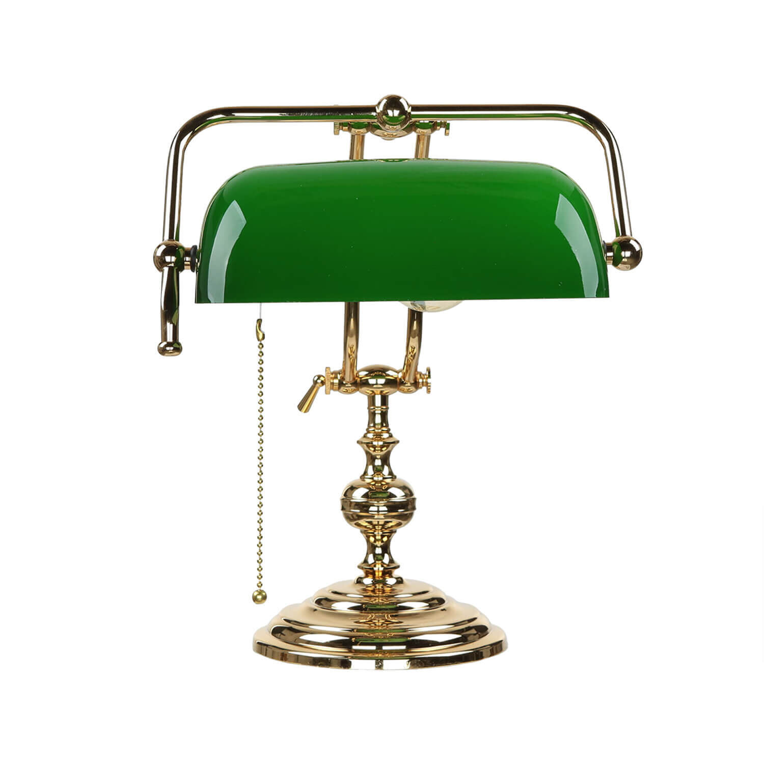Gebogene Jugendstil Bankerlampe Vergoldet 24 Karat Lampe, Lampenschirm, Tischlampe