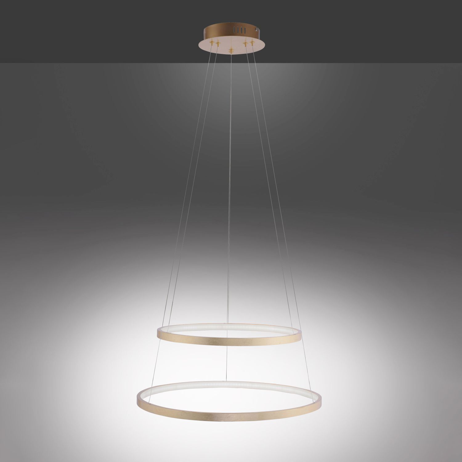 LED Pendelleuchte Ringe in Gold Metall Ø50 cm 3000 K Leuchter, Lampe