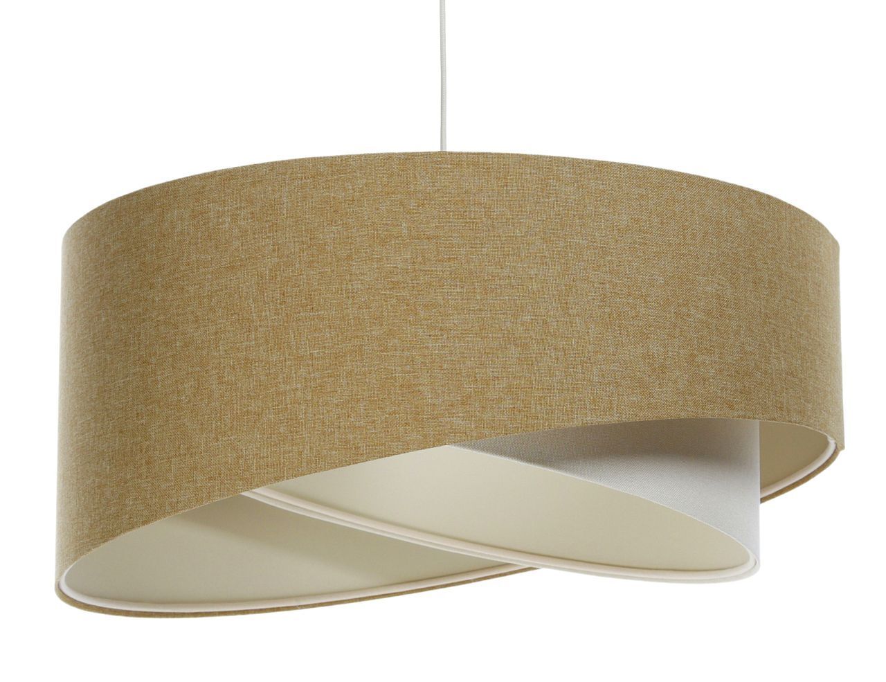 Pendelleuchte rund Ø 60 cm E27 Beige Creme Stoff verstellbar Lampe, Lampenschirm