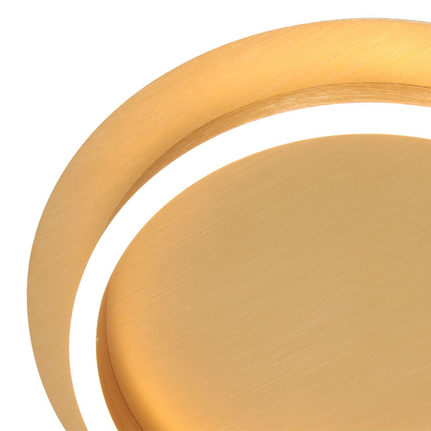 LED Deckenlampe Metall Kunststoff in Gold B:32 cm Ring Sperrholz, Holz