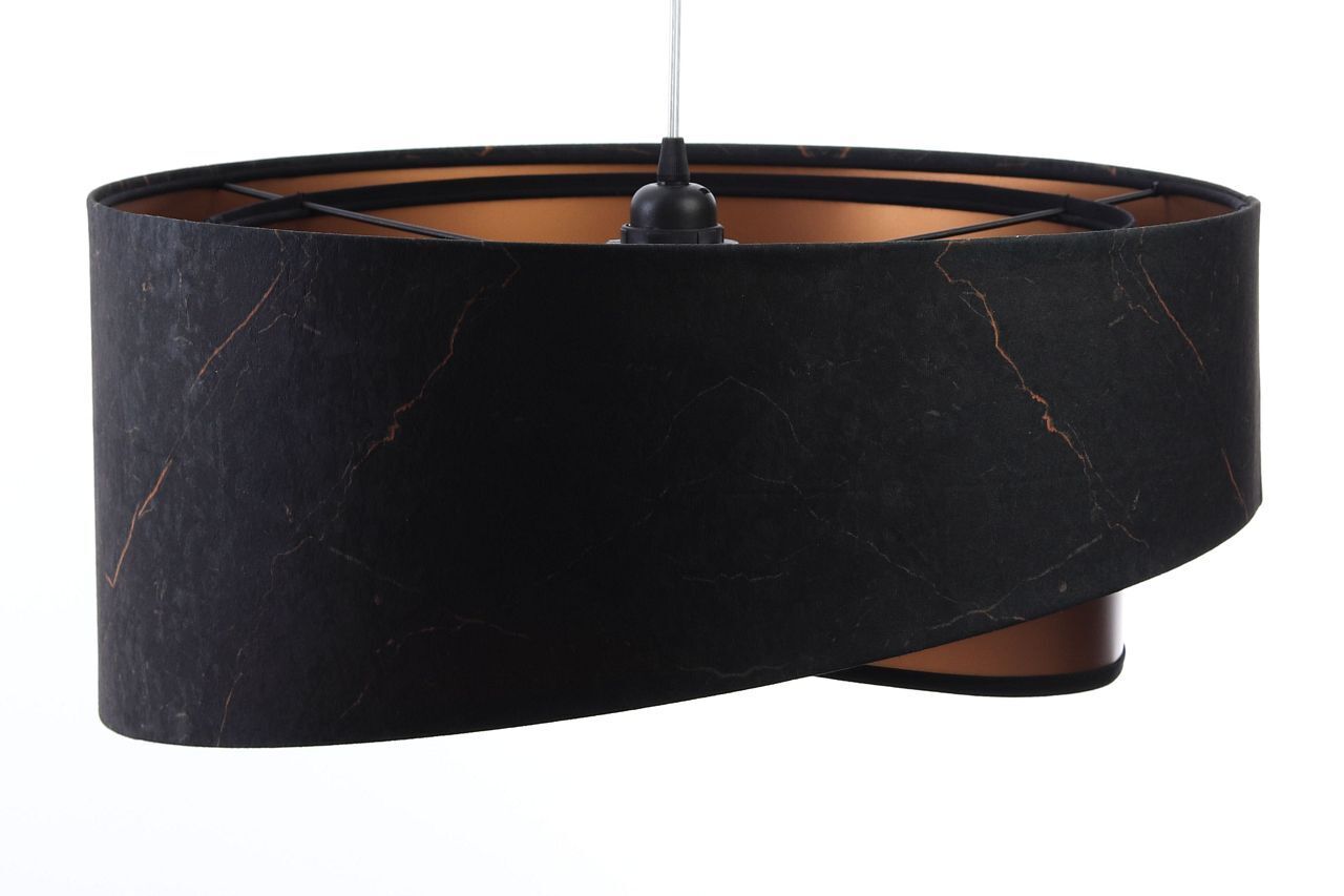 Pendelleuchte rund Stoff D: 50 cm E27 in Schwarz Kupfer Lampe, Lampenschirm