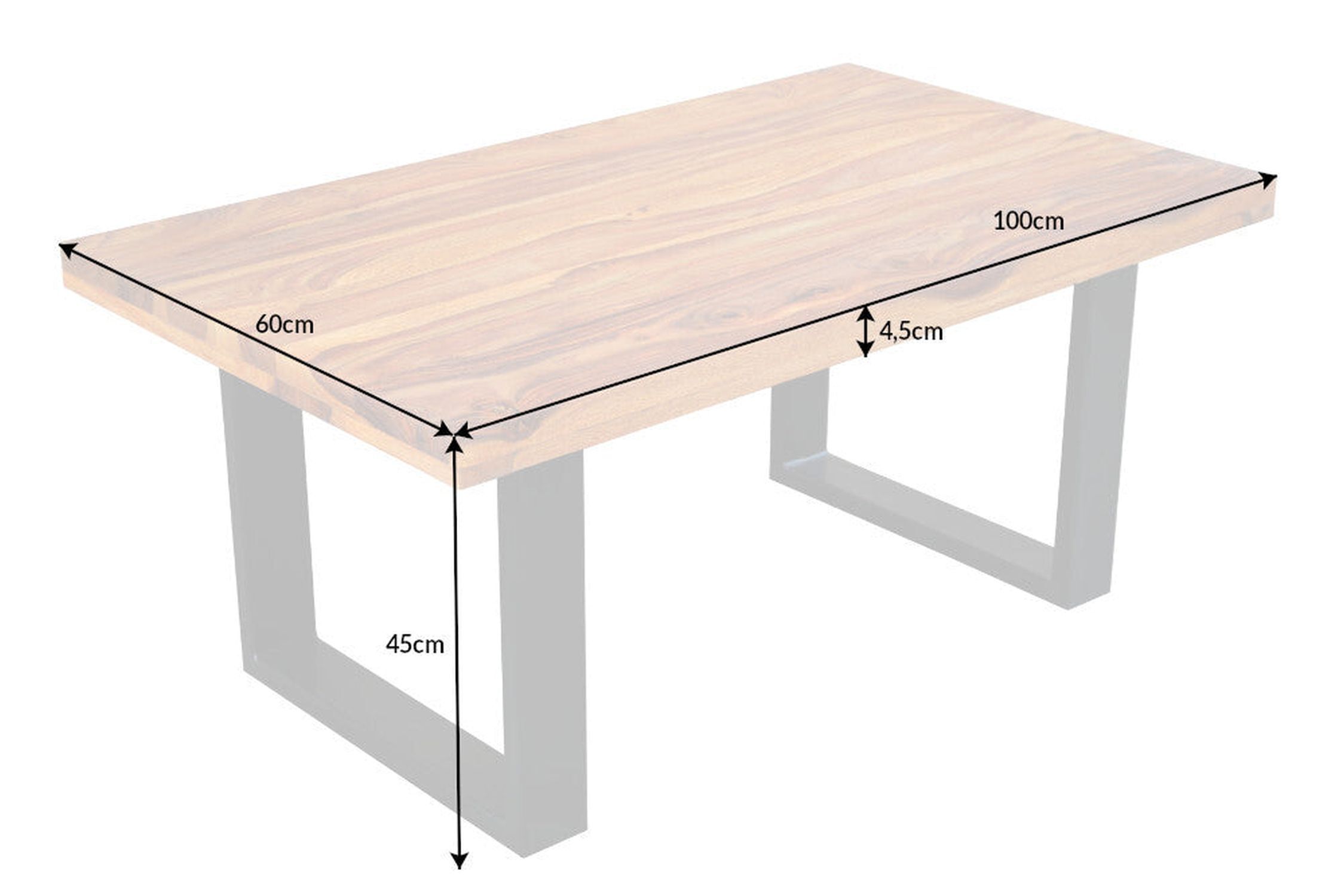 Couchtisch Sheesham Holz Metall 100 x 60 cm Moebel, Tabelle, Schreibtisch, Kaffeetisch, Holz