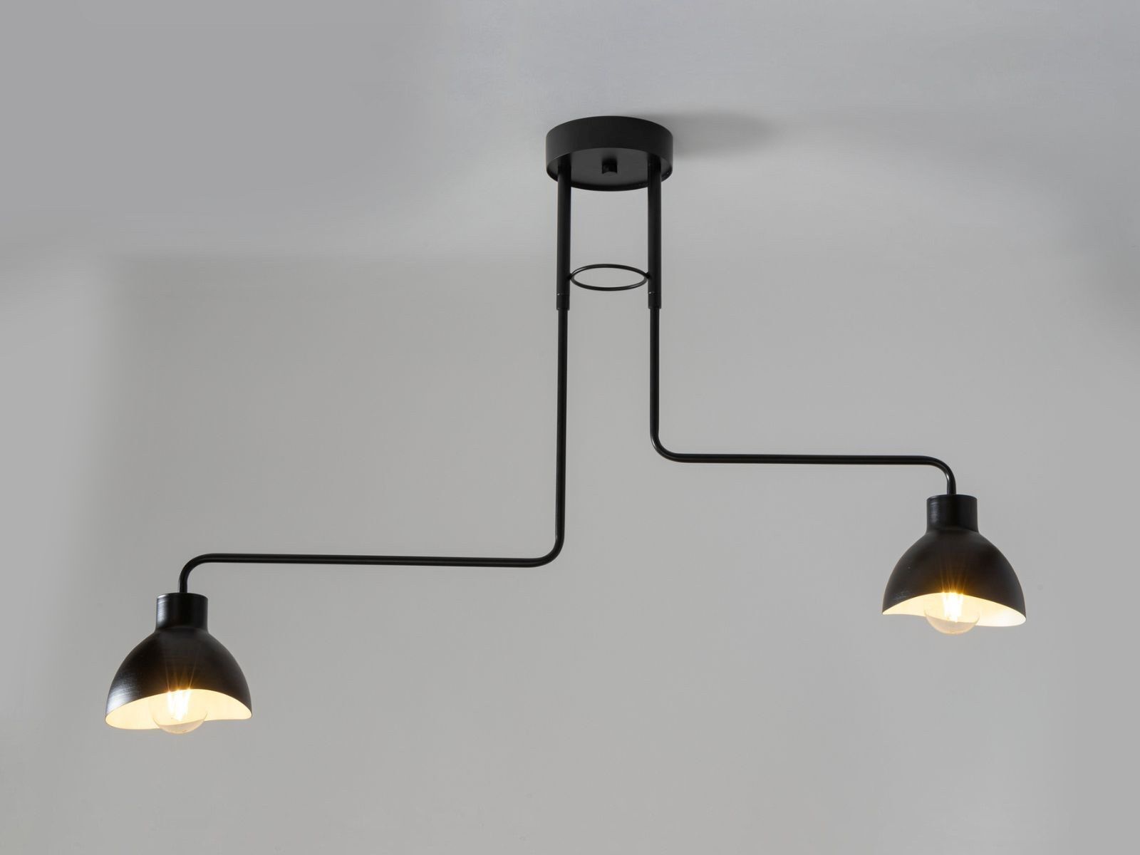 Deckenlampe 2-flammig Weiß Schwarz E27 L:93 cm länglich