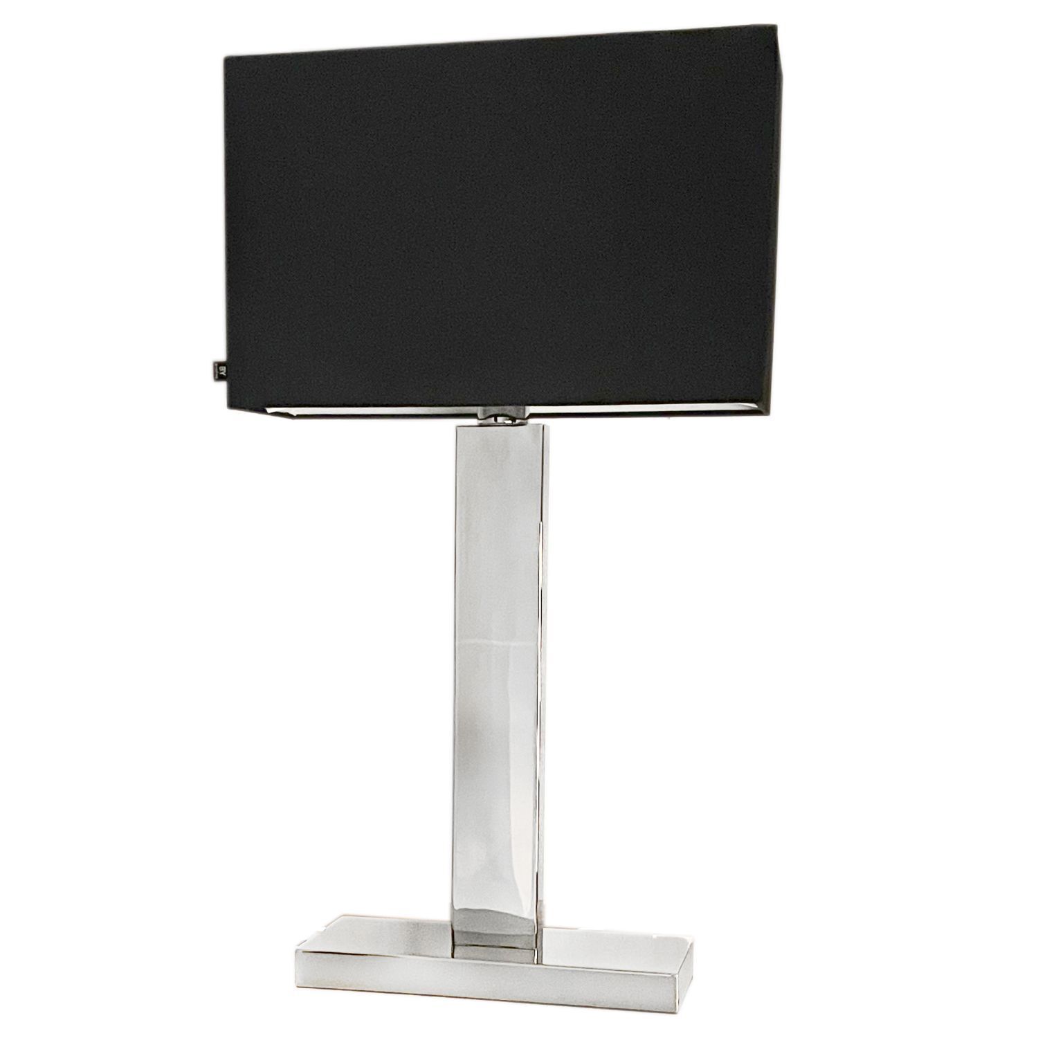 Tischleuchte Schwarz Chrom 69,5 cm hoch Metall Stoff E27