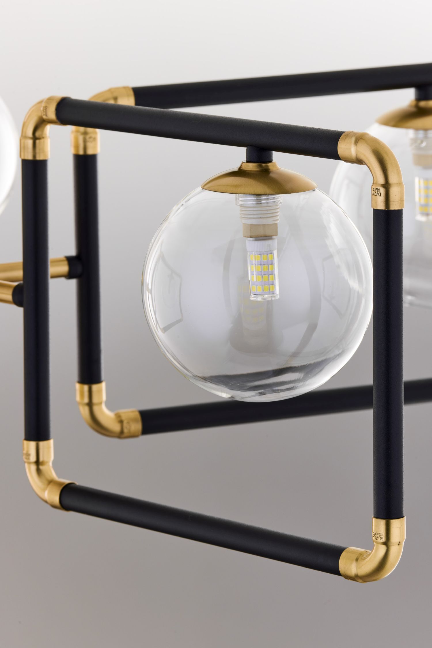 XXL Deckenleuchte Metall Glas Schwarz Gold 83 cm 4-flmg