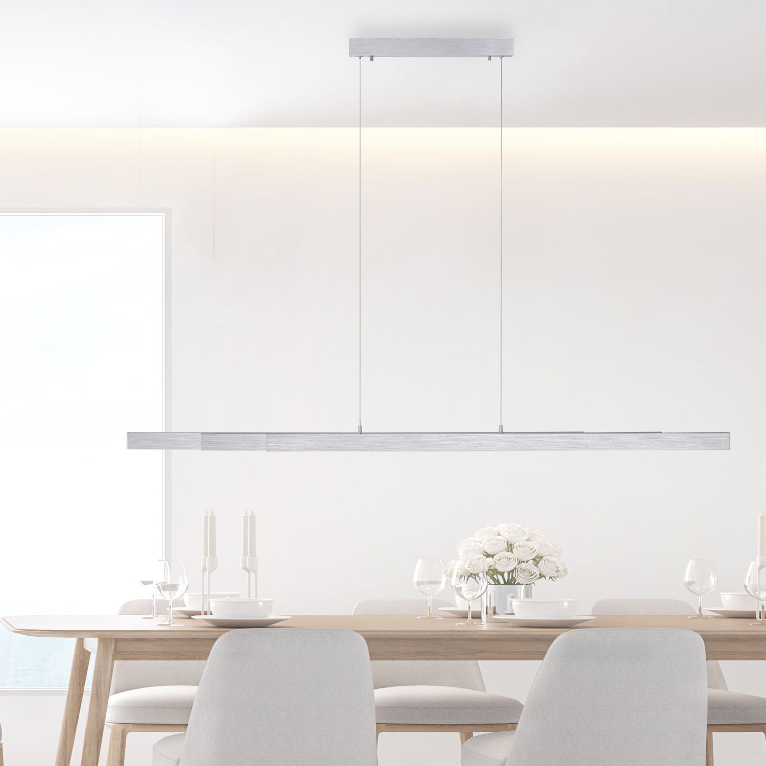 LED Pendelleuchte in Aluminium 13 W 165 cm länglich