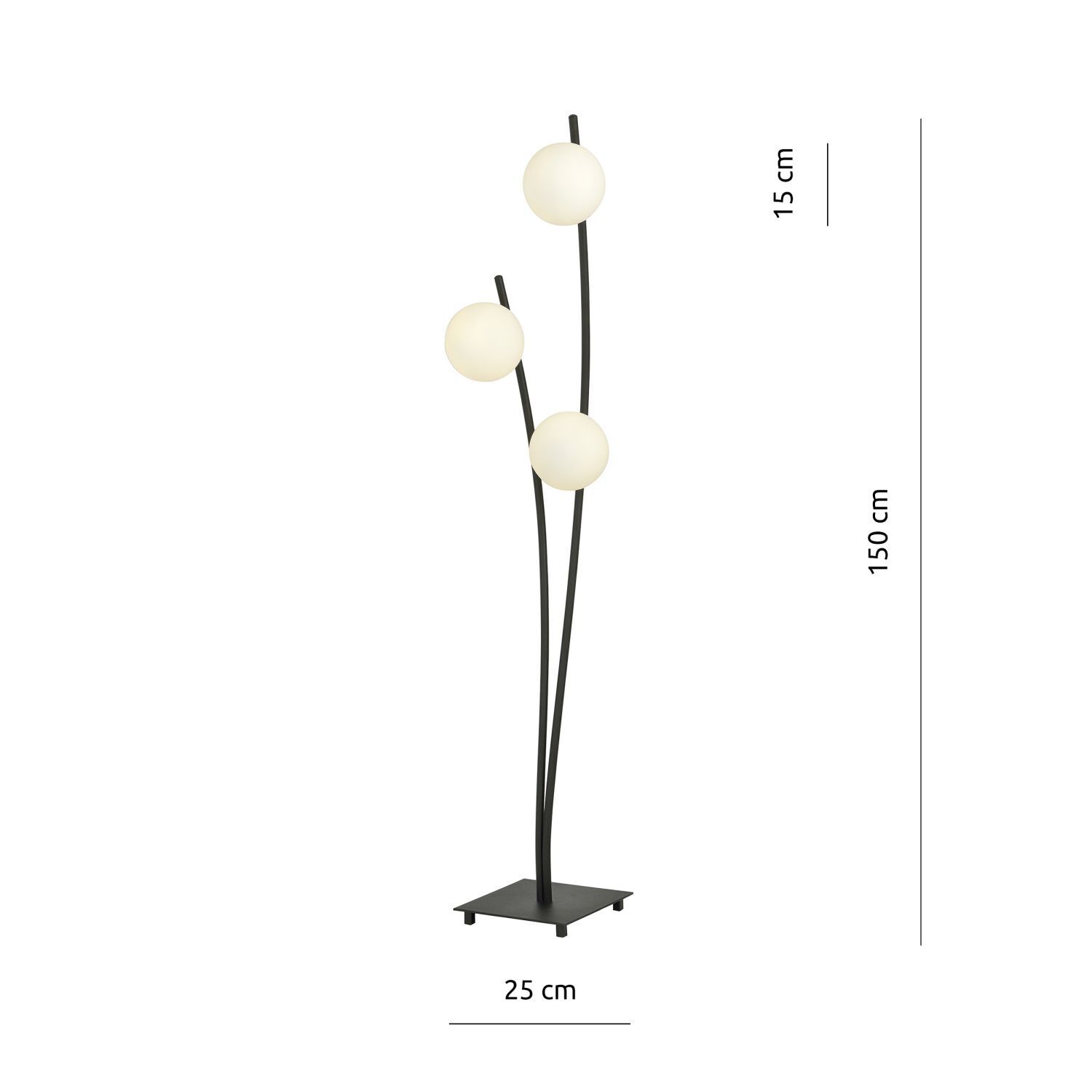 Stehlampe Schwarz Weiß 150 cm klein Metall Glas E14 3-flammig