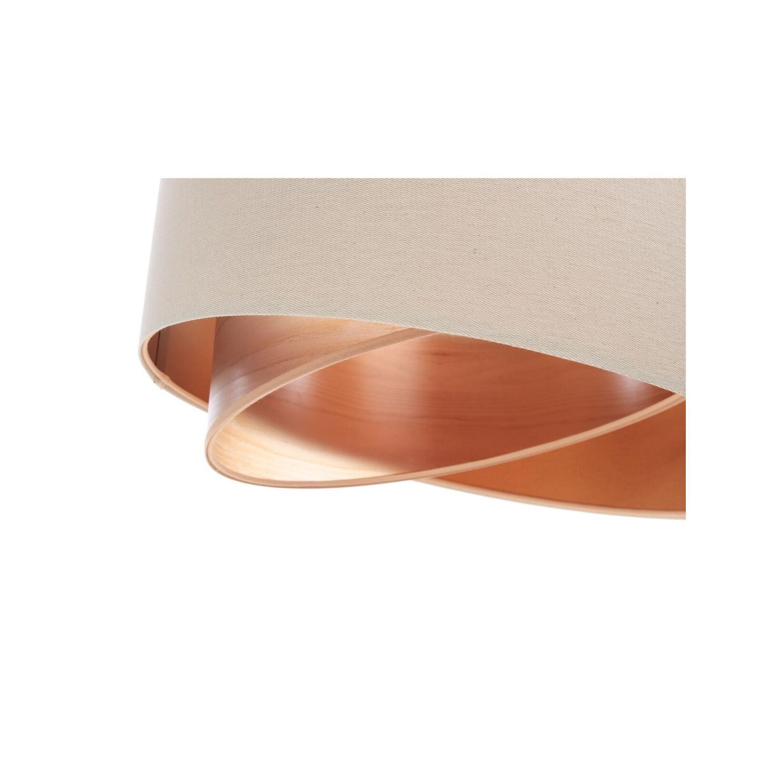 Hängeleuchte Leinen E27 rund D: 50 cm Modern Beige Kupfer