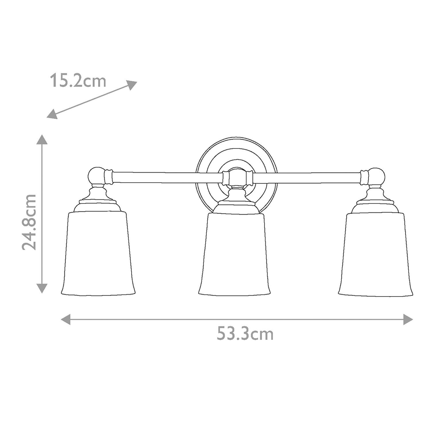 Bad Lampe Spiegel 53,3 cm breit IP44 mit 3x G9 LED 3000 K warm Leuchte