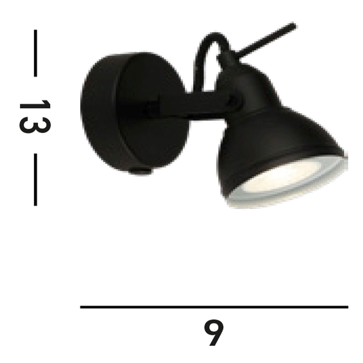 Schwarzer Wandspot Metall verstellbar GU10 bis 50 W