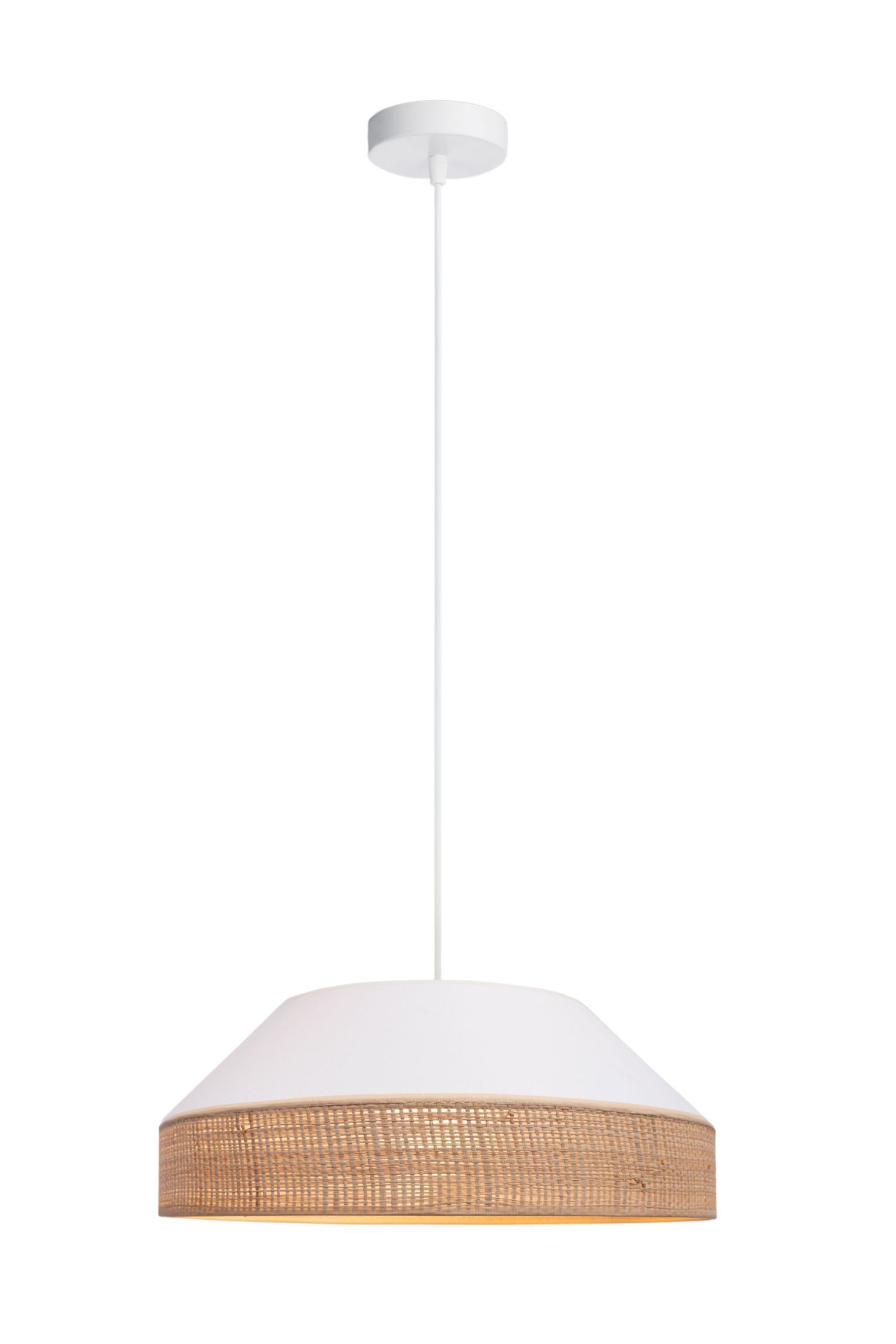 Blendarme Hängeleuchte Stoff Rattan E27 Ø45 cm wohnlich