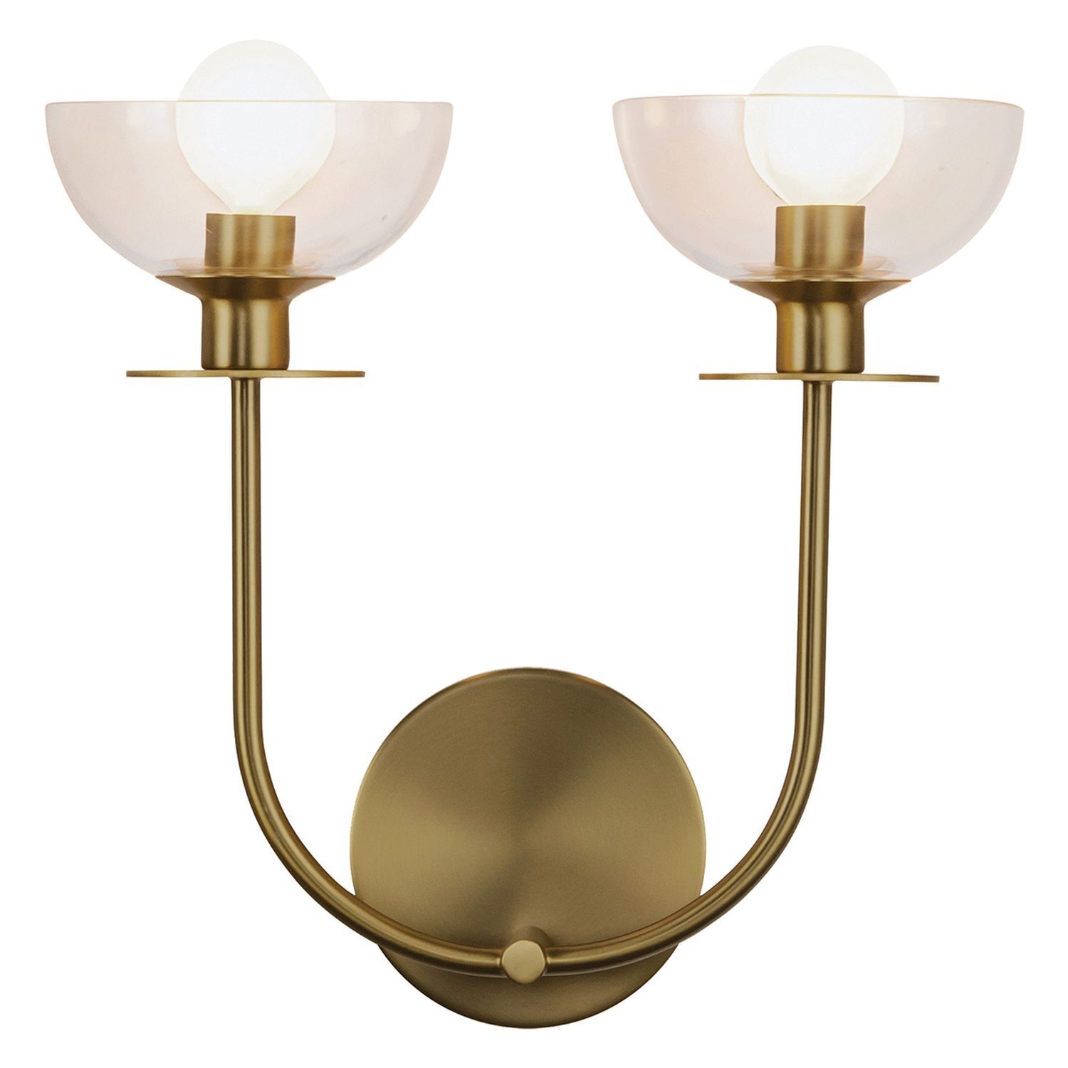 Wandlampe Glas Metall B: 30,5 cm in Gold 2x E14