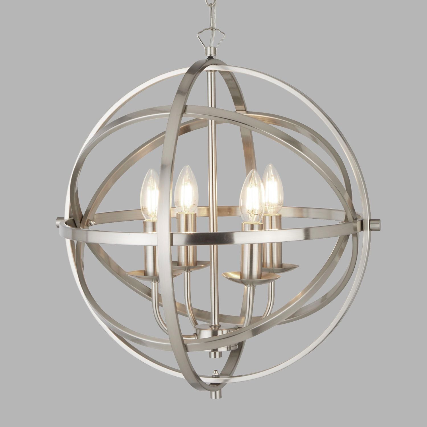 Hängelampe Silber matt Ø 45 cm rund für 4x E14 Metall