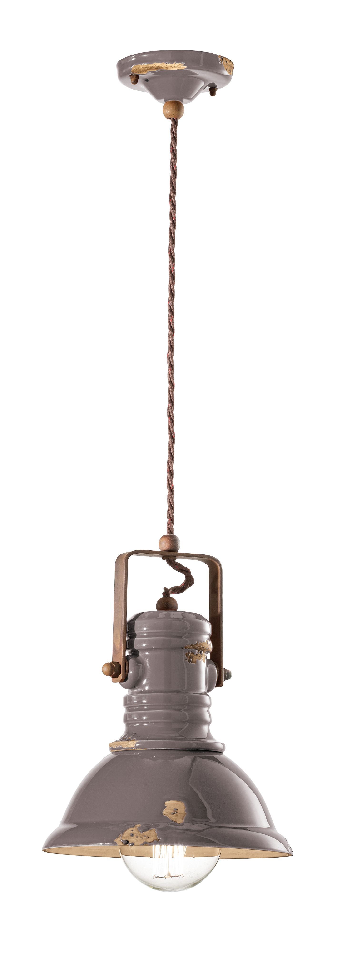 Hängelampe Keramik Metall E27 Ø 23 cm rund Vintage