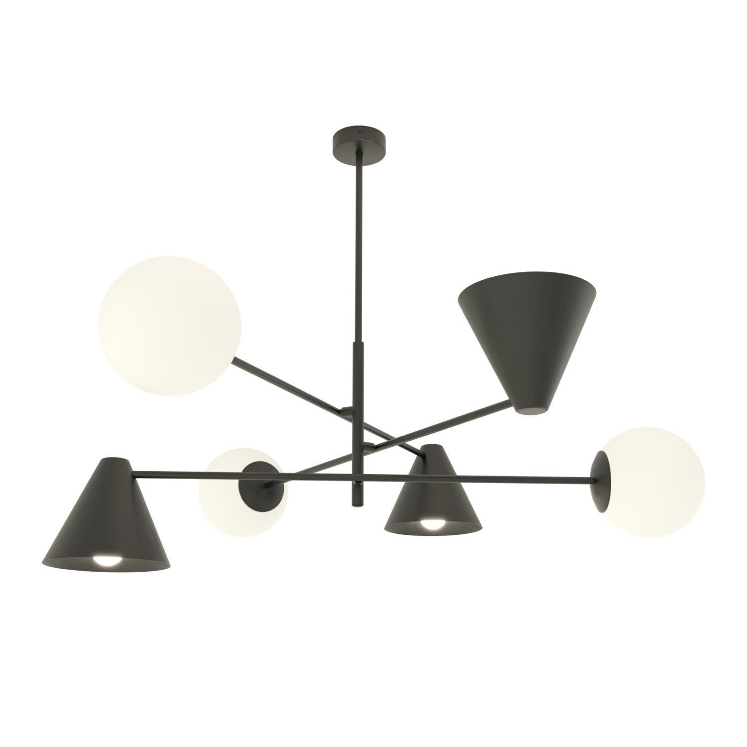 Blendarme Deckenleuchte Schwarz Weiß B:70 cm E14 6-flmg