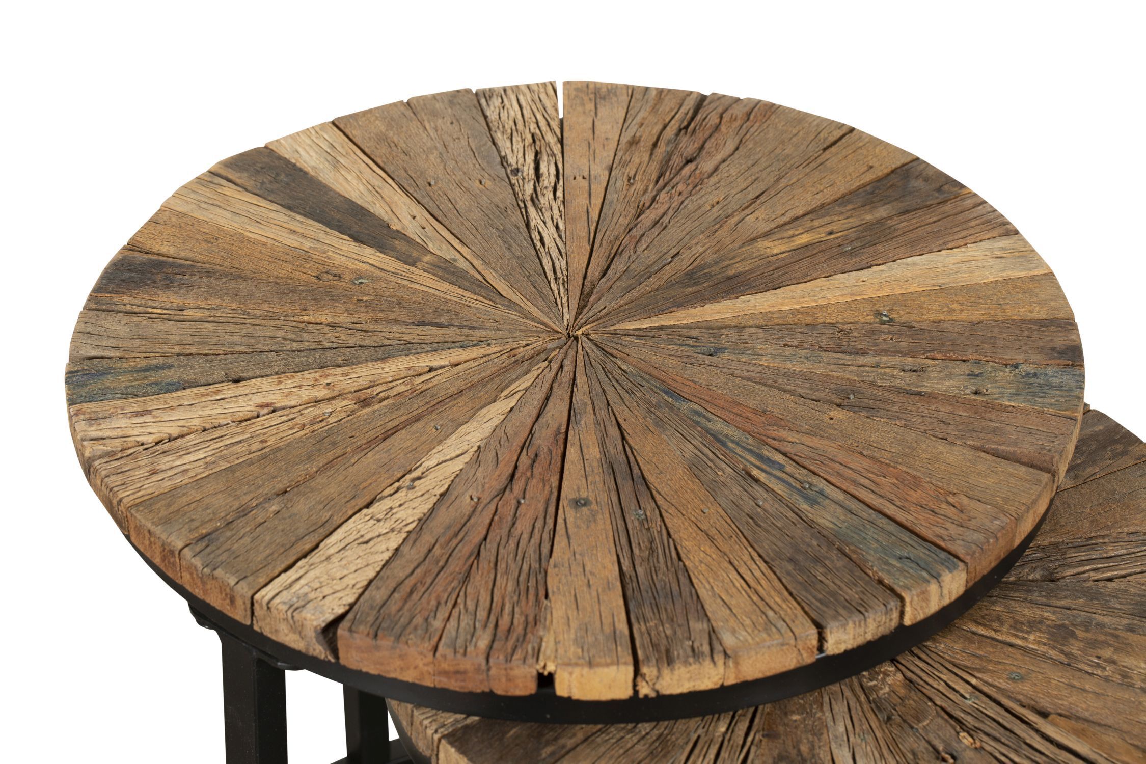 3er Set Beistelltische Holz Stahl Ø 28/38/46cm rund