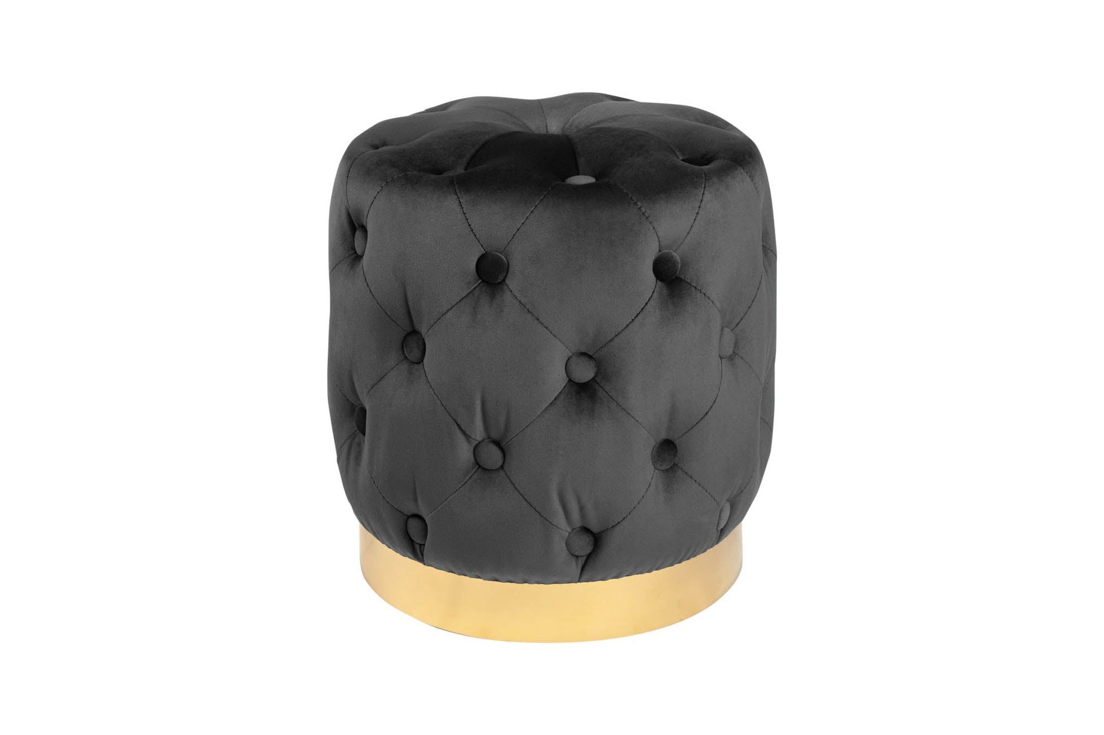Sitzhocker Schwarz Gold aus Samt Metall Ø 37 cm klein Moebel, Osmanisch, Zubehör, Schmuck, Halskette