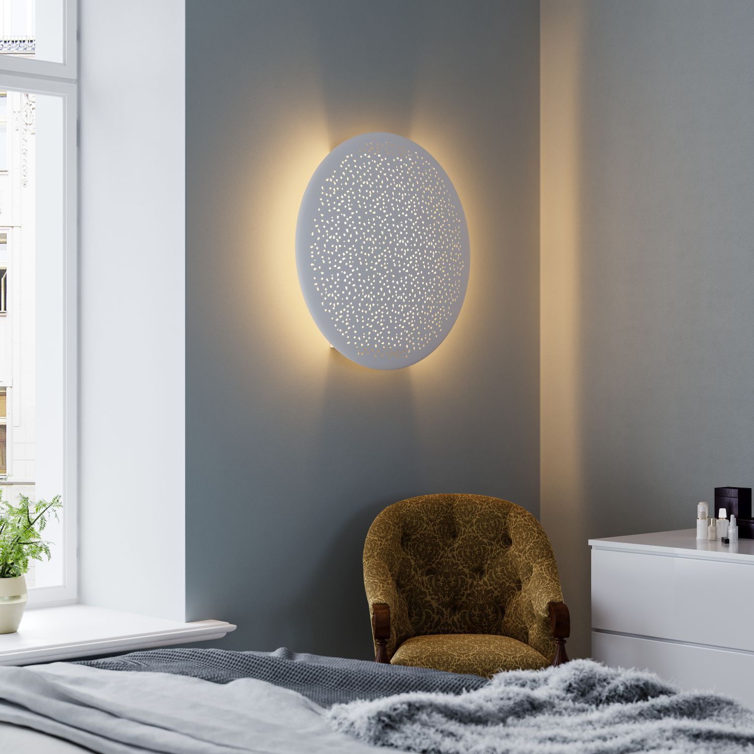 Wandlampe, Wandleuchte, perforiert, LED, Wanddekor