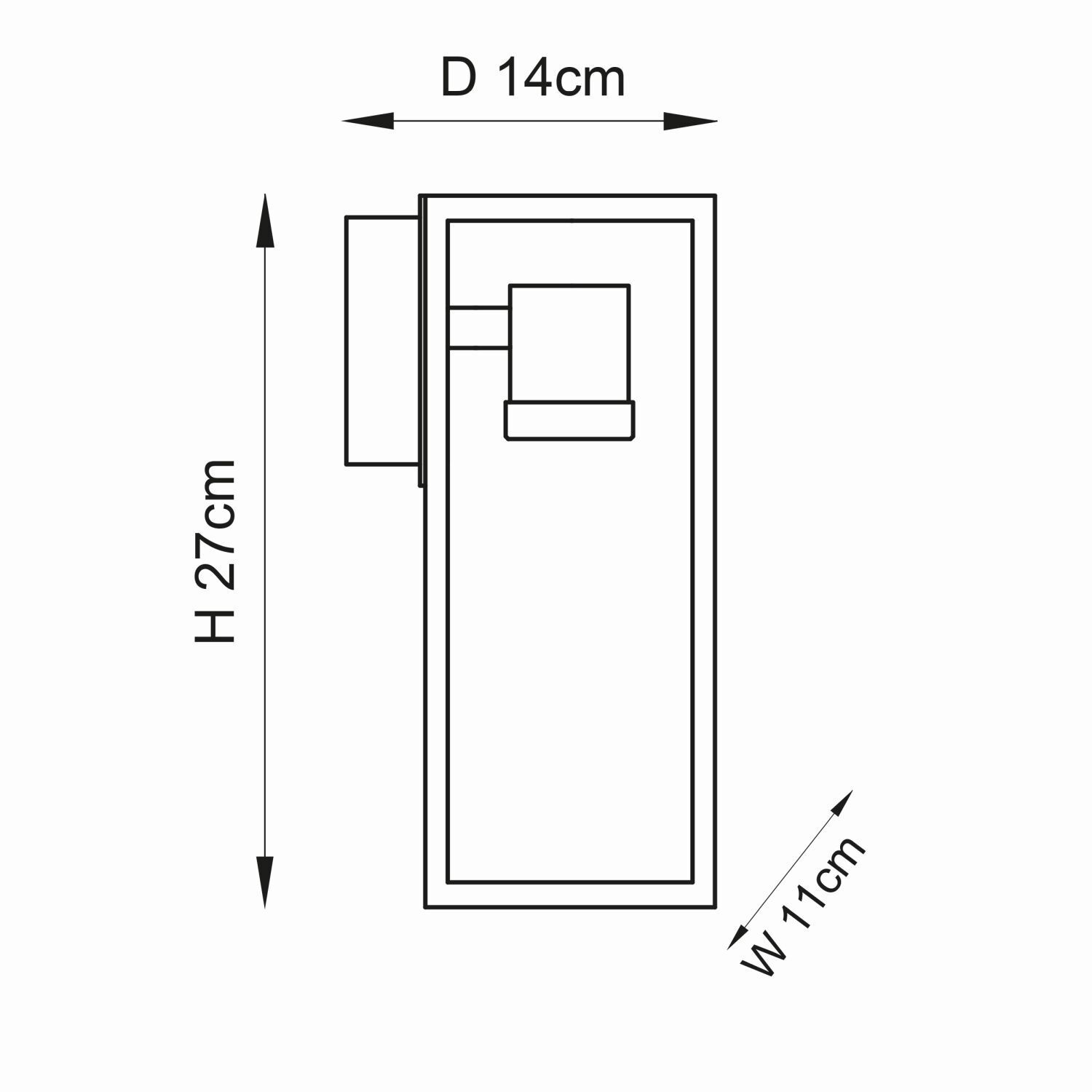 Wandleuchte außen Schwarz H: 27 cm IP44 offener Schirm E27