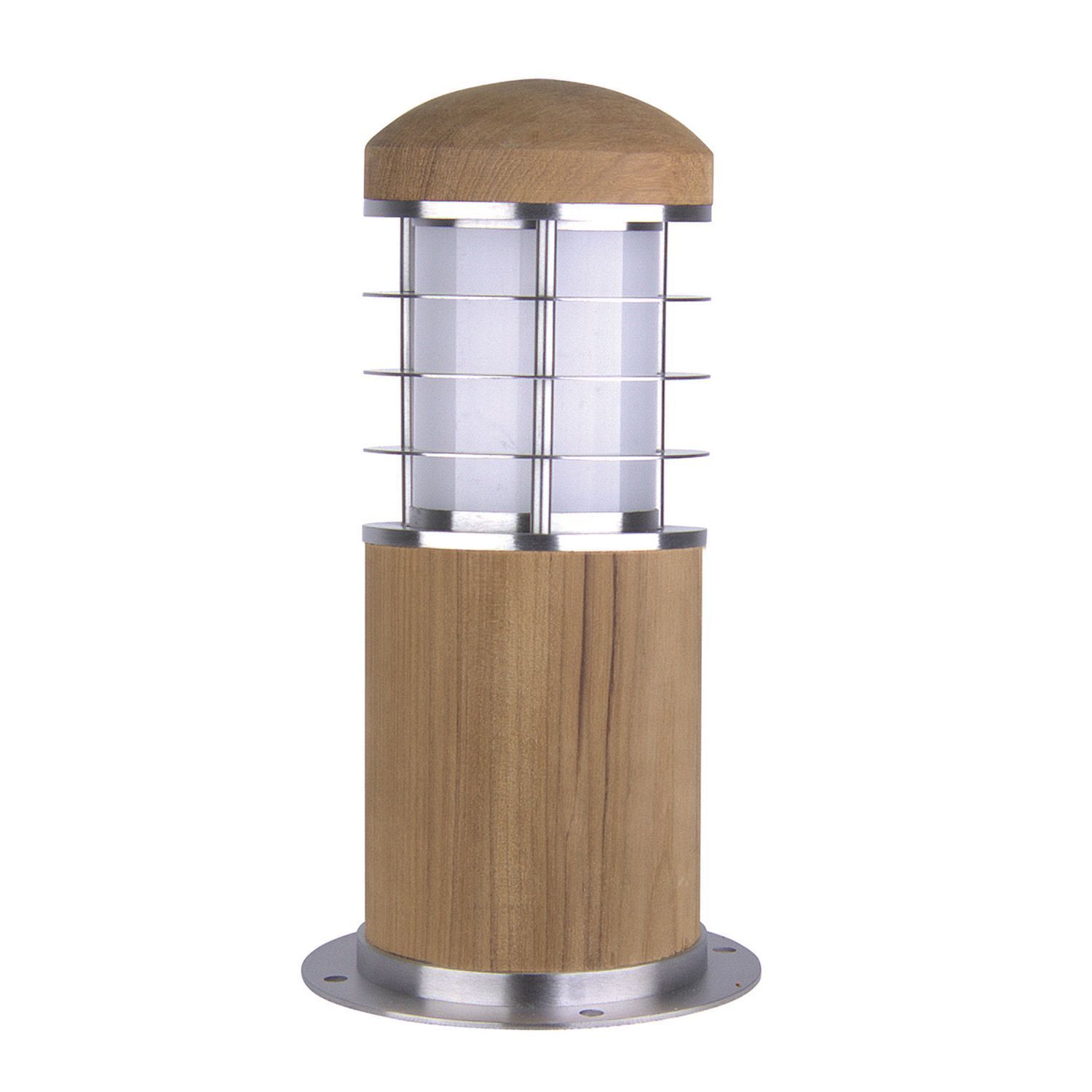 Pollerleuchte Edelstahl Holz 24cm Skandinavisch IP55 E27