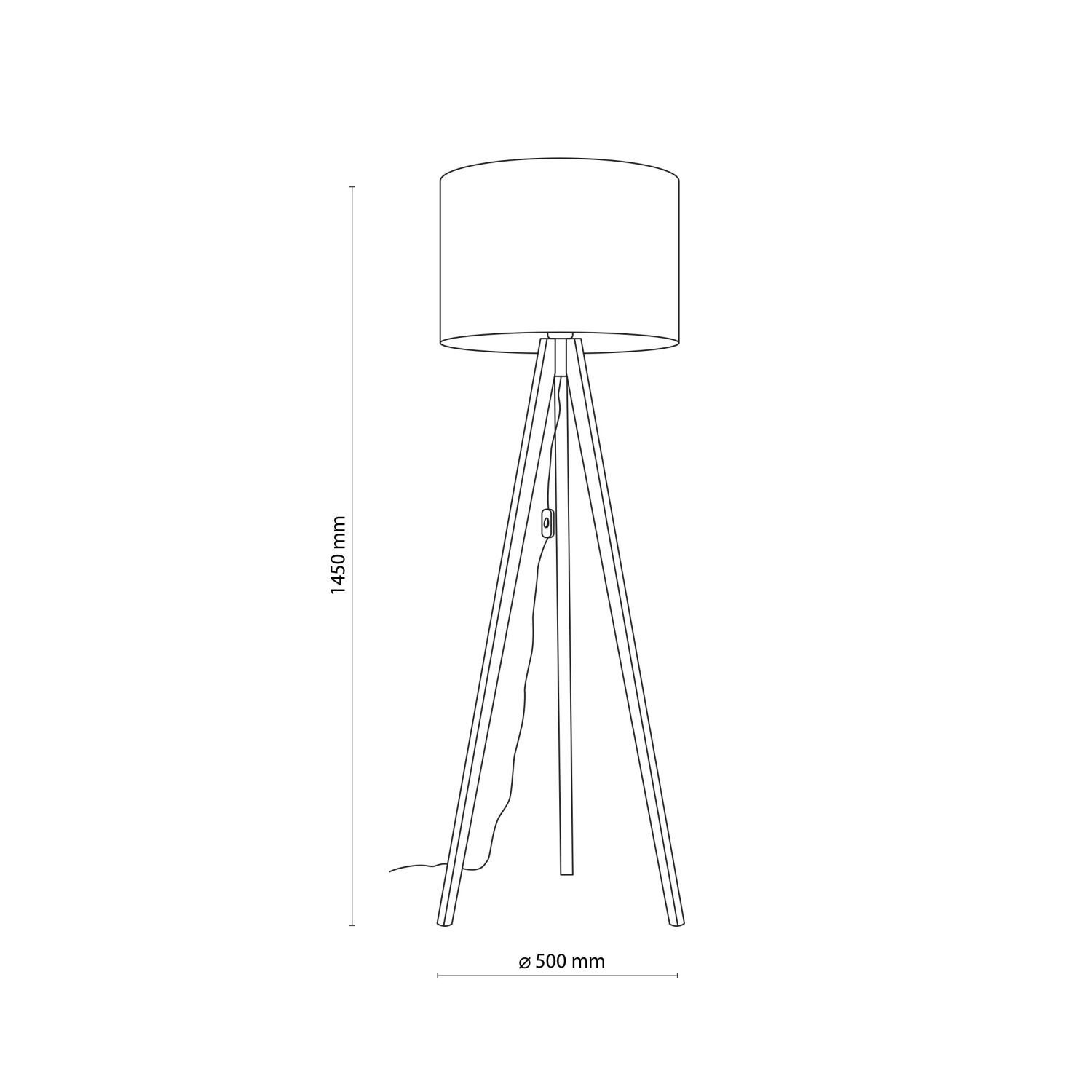 Stehlampe Dreibein klein 145 cm E27 Skandi Holz Leinen