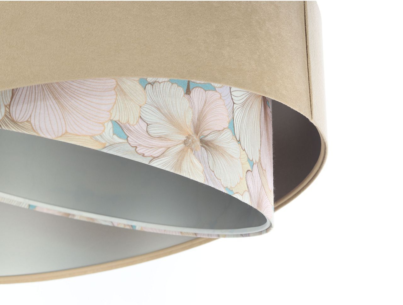 Pendelleuchte Stoff Ø 50 cm rund Velours Optik Beige Creme