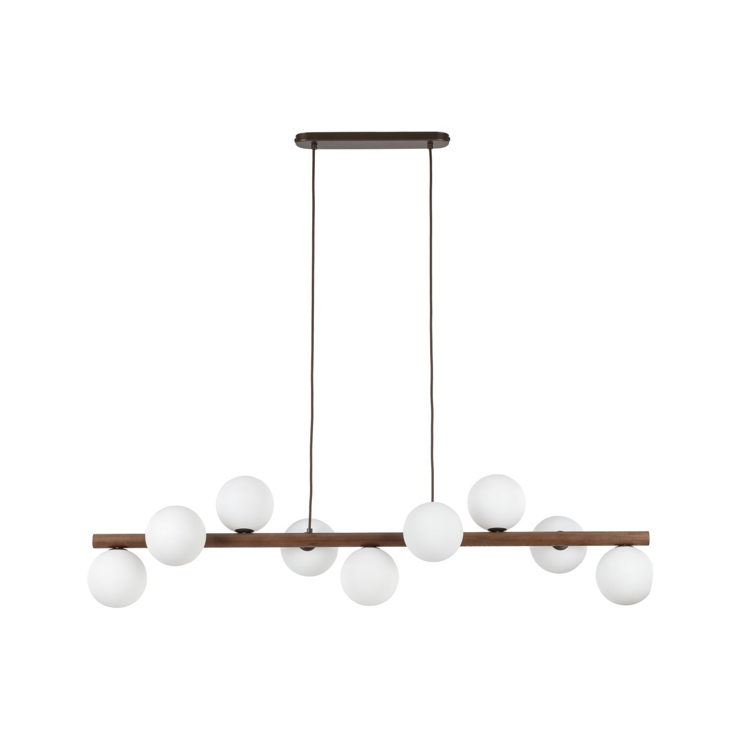 Pendelleuchte Metall Holz Glas L: 117 cm H: max. 125 cm 9x G9