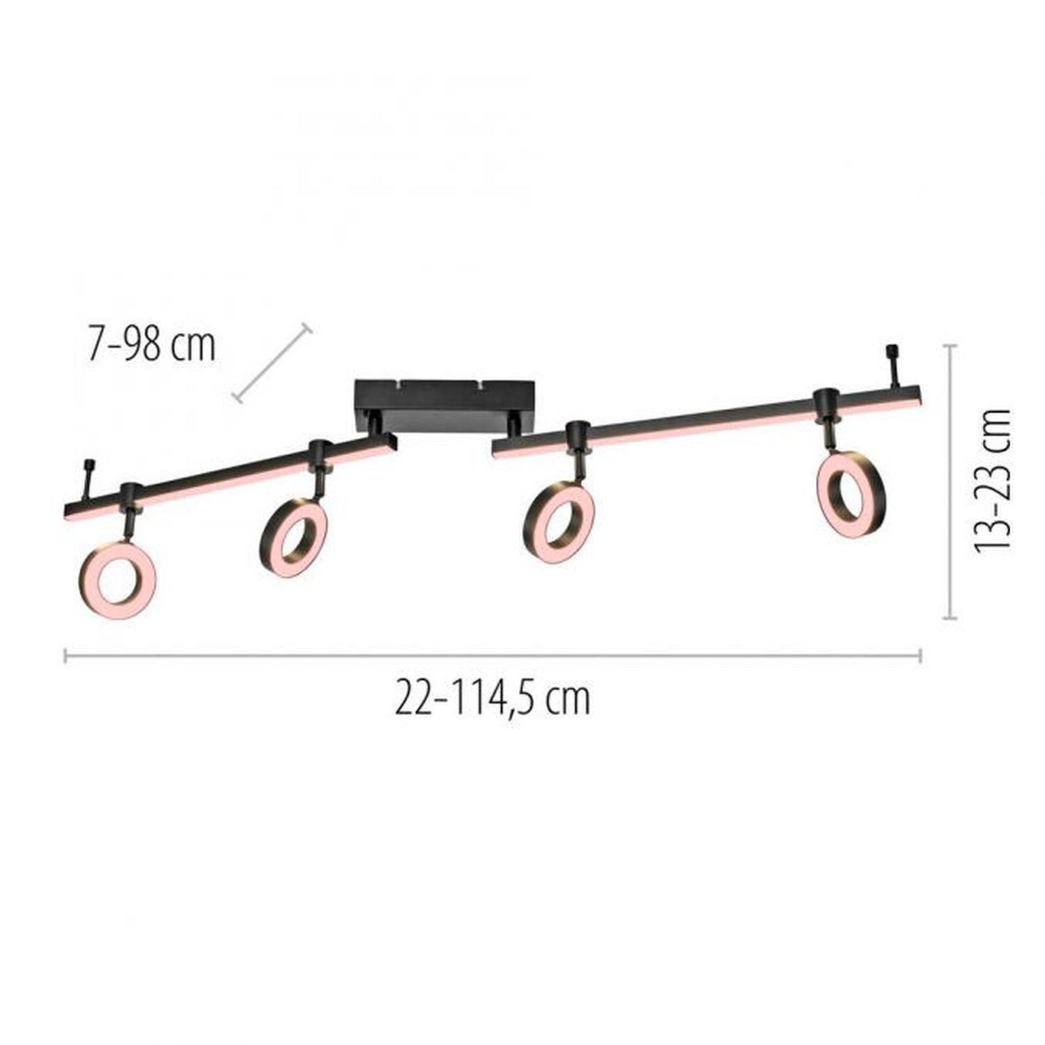 Beweglicher LED Deckenspot Schwarz RGB 114,5 cm dimmbar