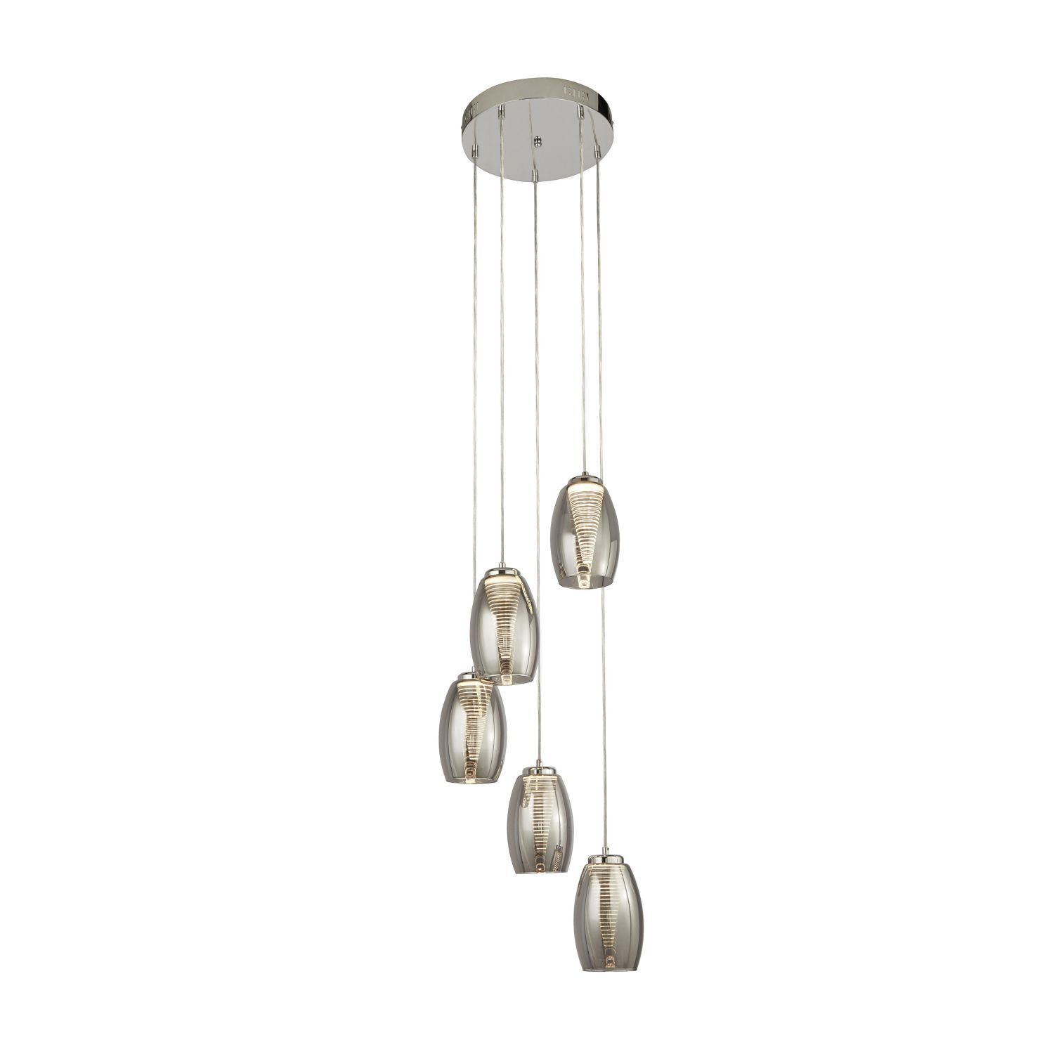 LED Pendelleuchte Rauchglas 5-flammig höhenverstellbar