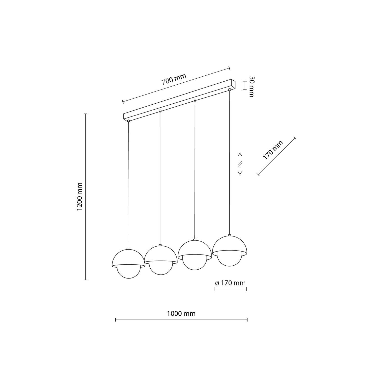 Hängeleuchte länglich 80cm Beige Weiß 4-flammig G9 Glas Metall