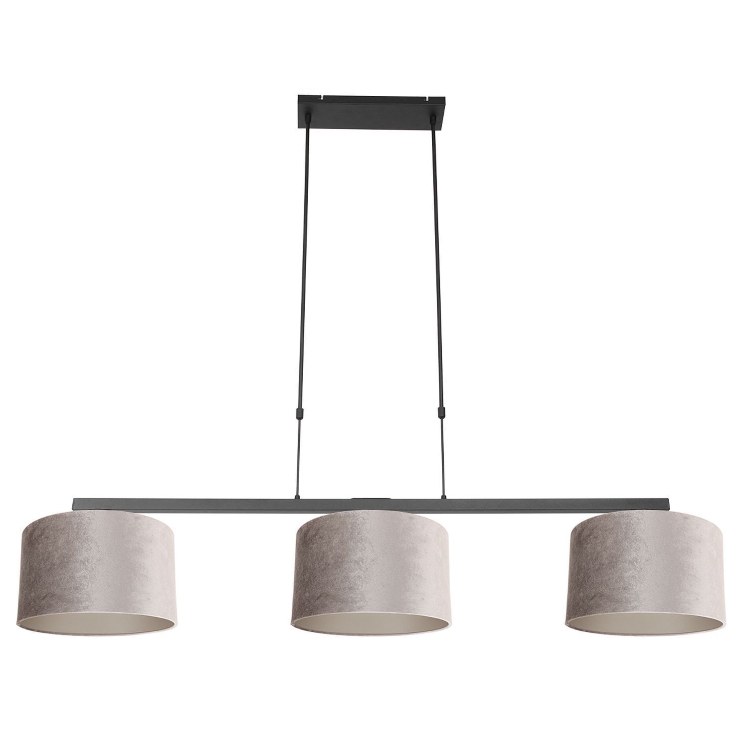 Hängelampe Metall Stoff in Schwarz Silber 140 cm lang