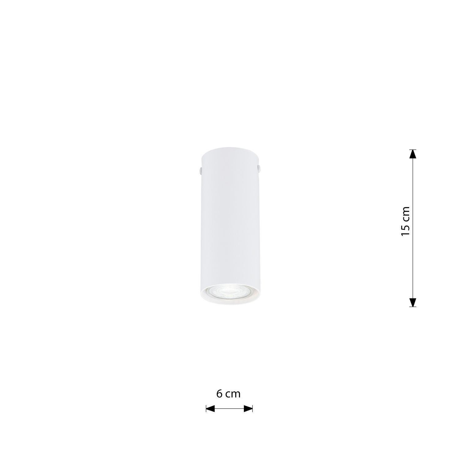 Deckenleuchte rund Ø 6 cm H: 15 cm Metall Weiß GU10 Aufputz