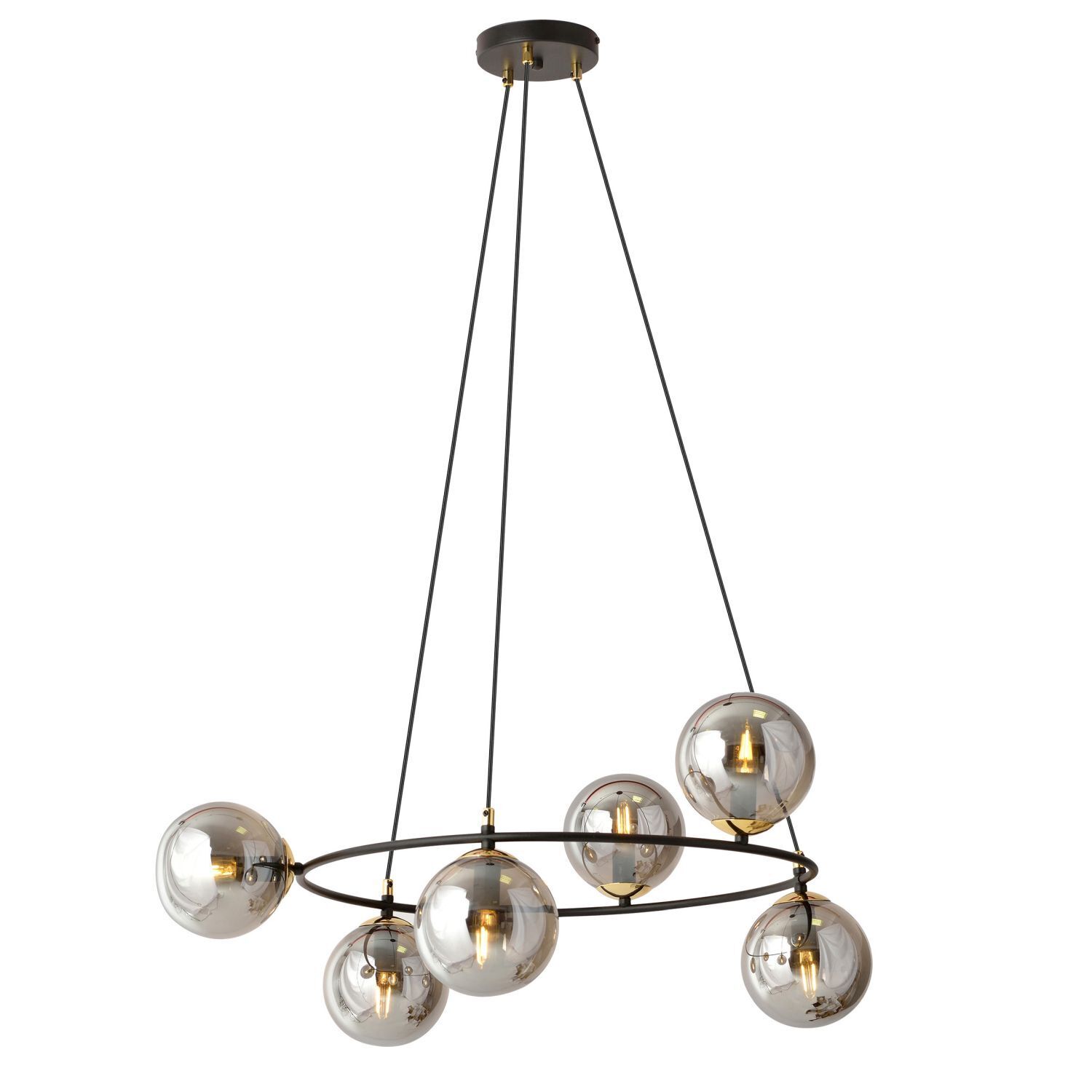 Hängelampe Metall Rauchglas Modern Ø 75 cm 6x E14
