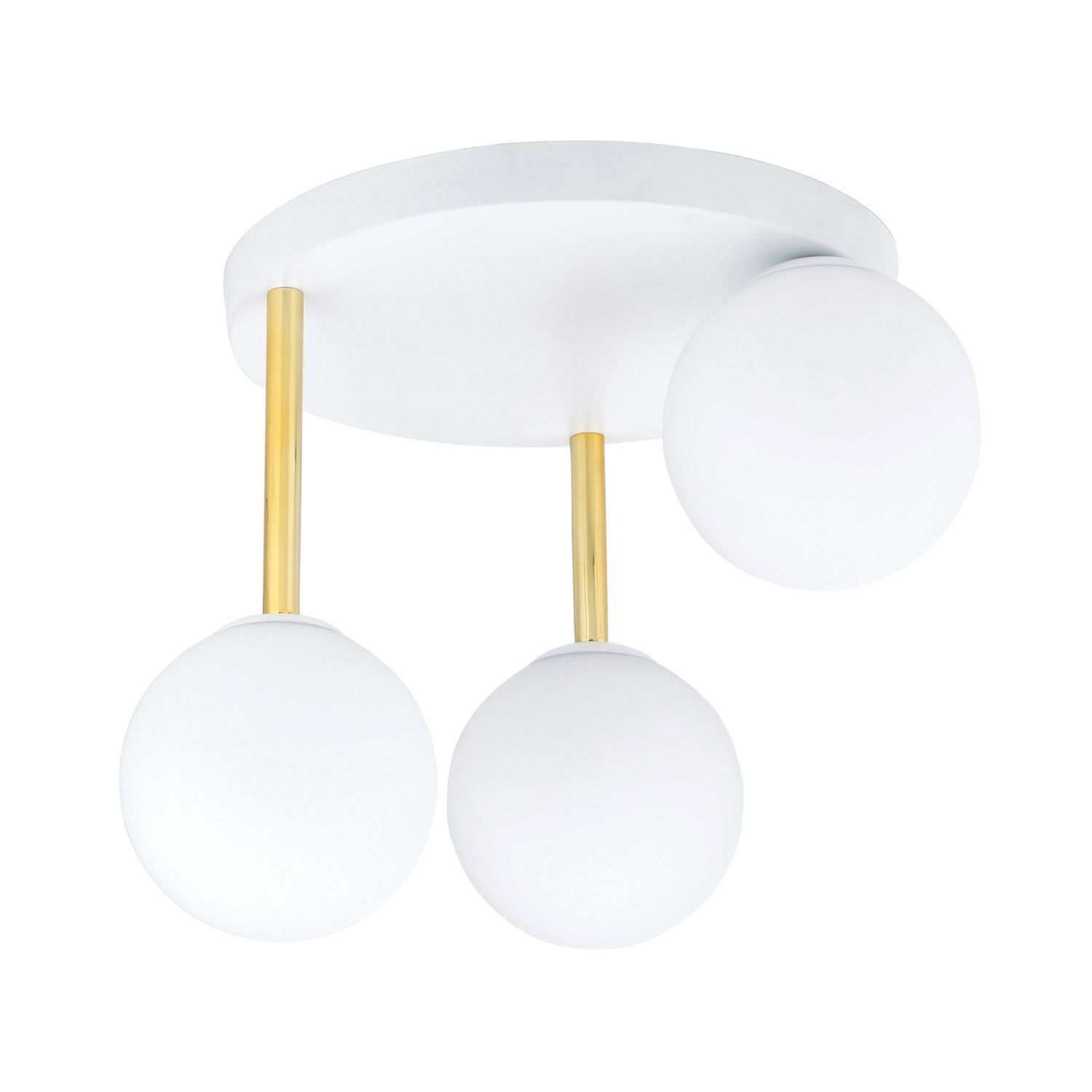 Deckenlampe Weiß Gold 3x E14 Glas Metall blendarm